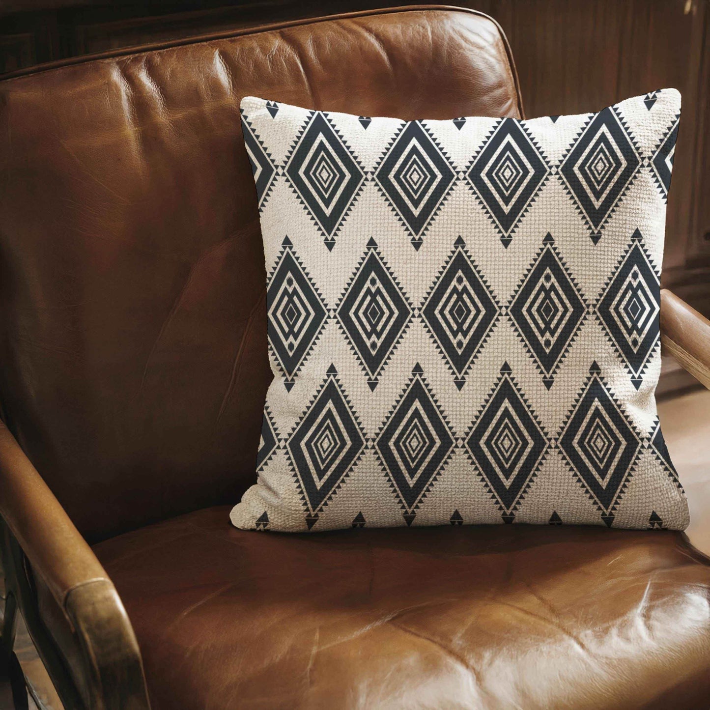 Ikat Throw Pillow – Rustic Boho Cushion With Cotton Ikat Fabric & Fringed Edges - timelessbohochic.com