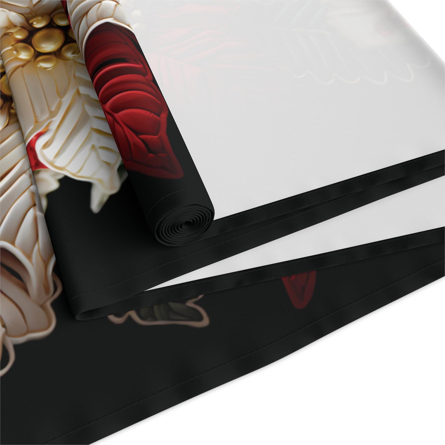 Poinsettia Table Runner - Red Green Runner | Elegant Holiday Table Decor