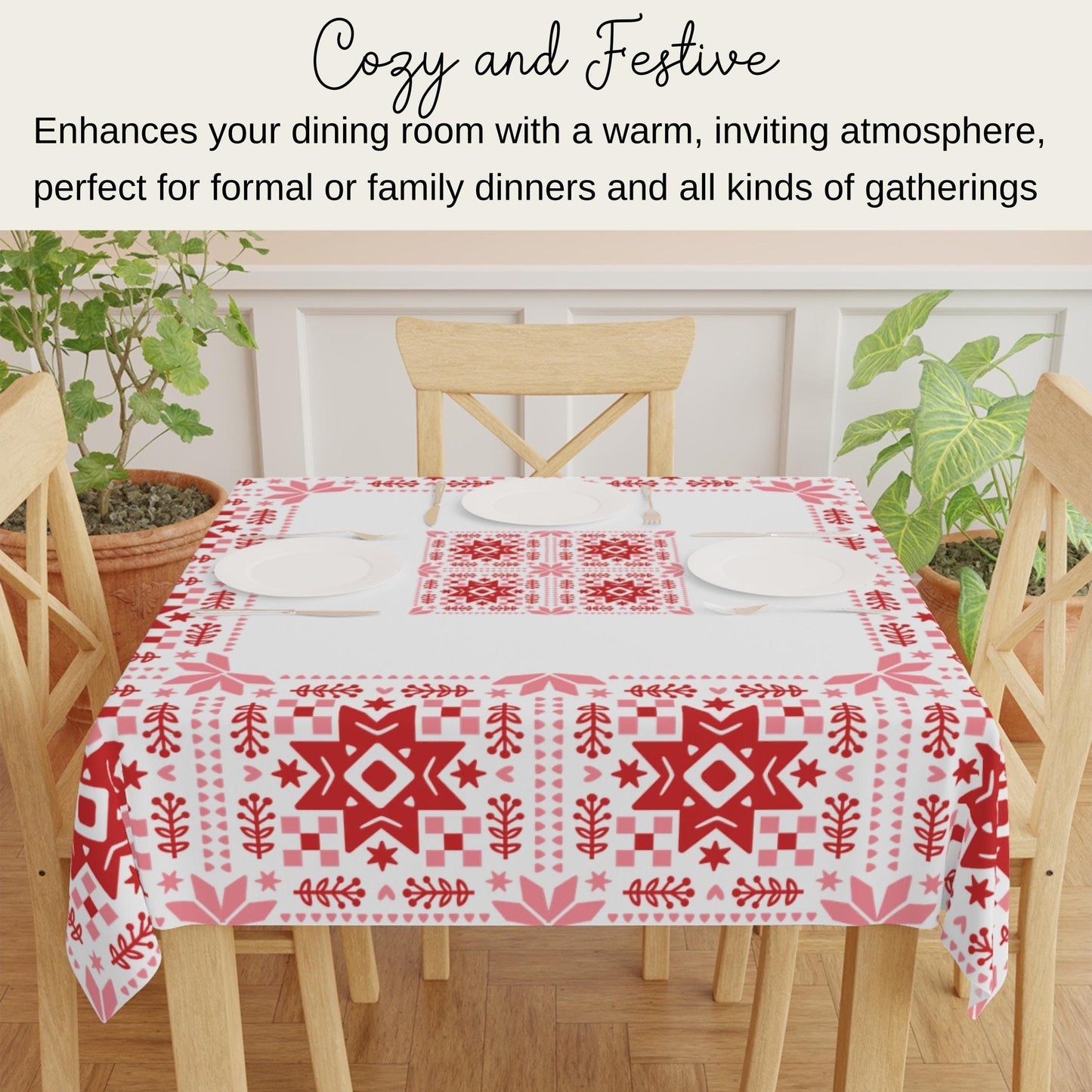 Scandinavian Star Tablecloth - Nordic Holiday Table Cover | Cozy Winter Decor