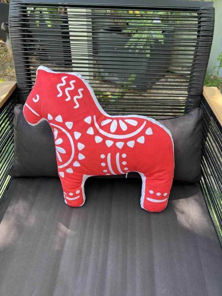 Dala Horse Pillow - Swedish Folk Art Cozy Cushion | Customizable Nordic Home Decor - timelessbohochic.com