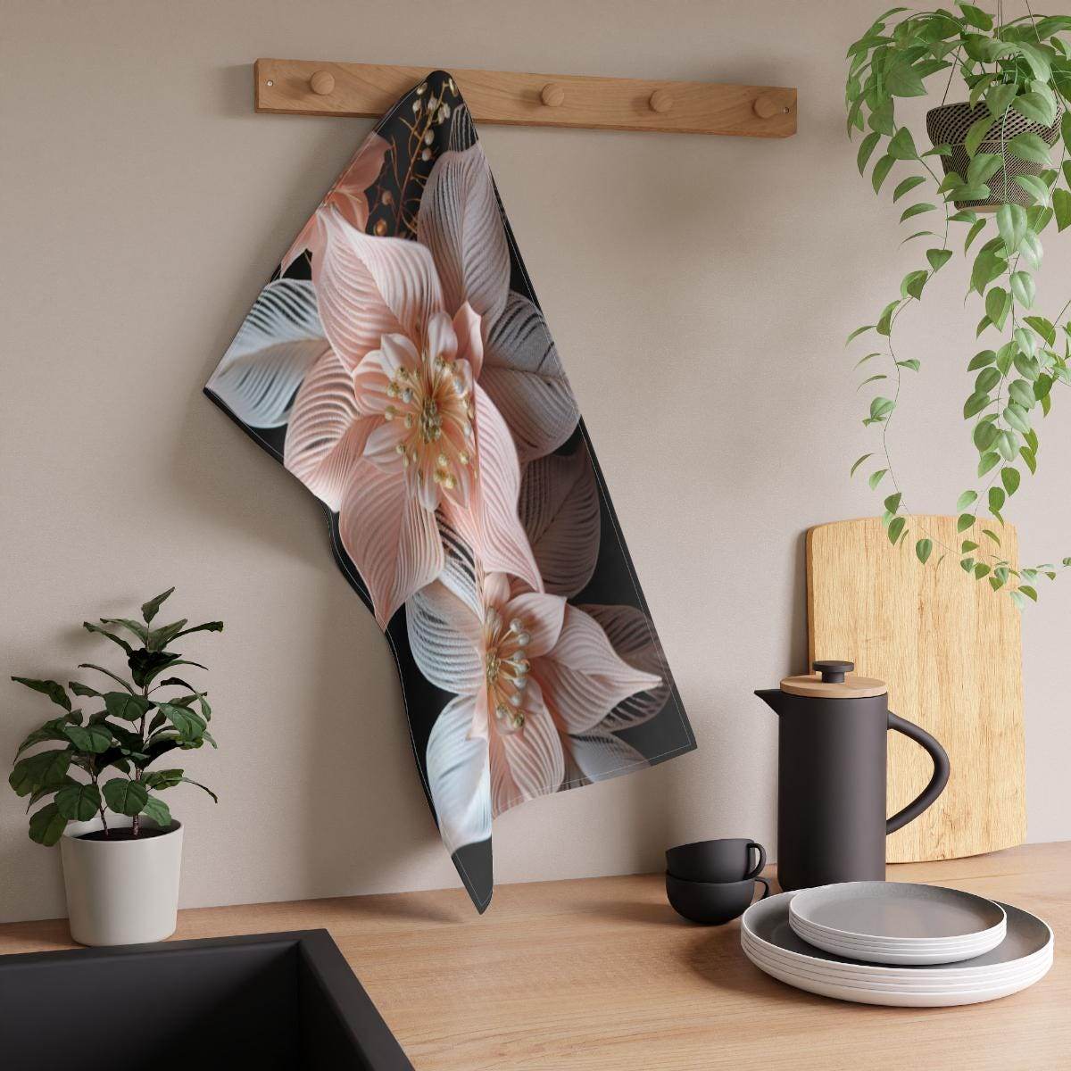 Christmas Tea Towel – Festive Kitchen Linen With Elegant Poinsettia Design - timelessbohochic.com
