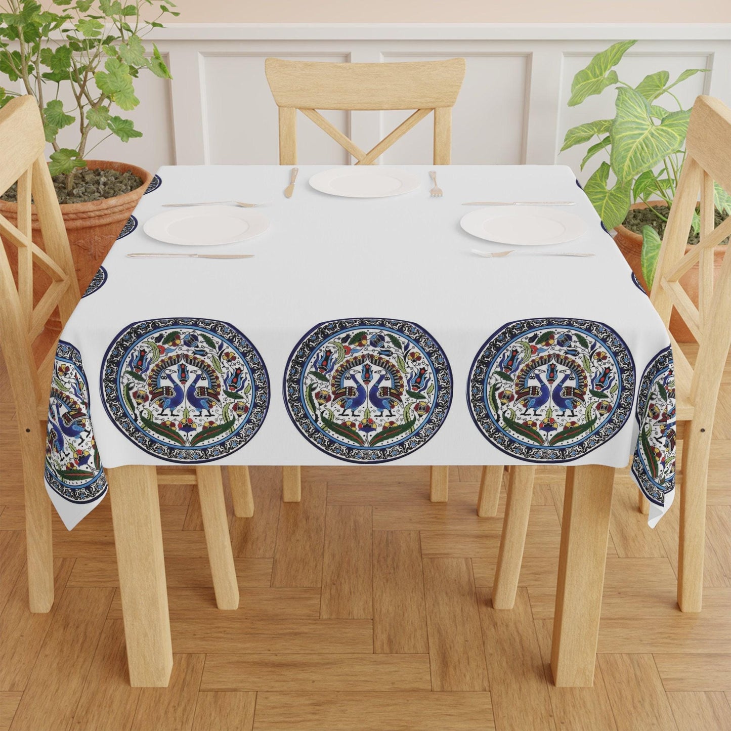 Armenian Peacocks Tablecloth - Elegant Bird Design Table Spread | Heritage Gift Armenia