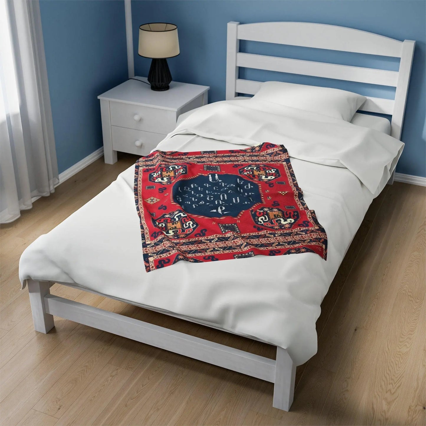 Armenian Alphabet Blanket – Boho Throw Blanket With Intricate Alphabet Pattern