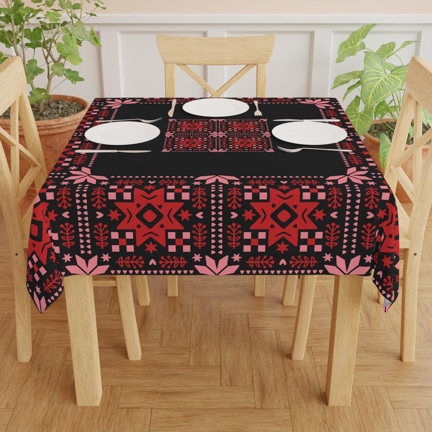 Scandinavian Star Tablecloth - Nordic Holiday Table Cover | Cozy Winter Decor