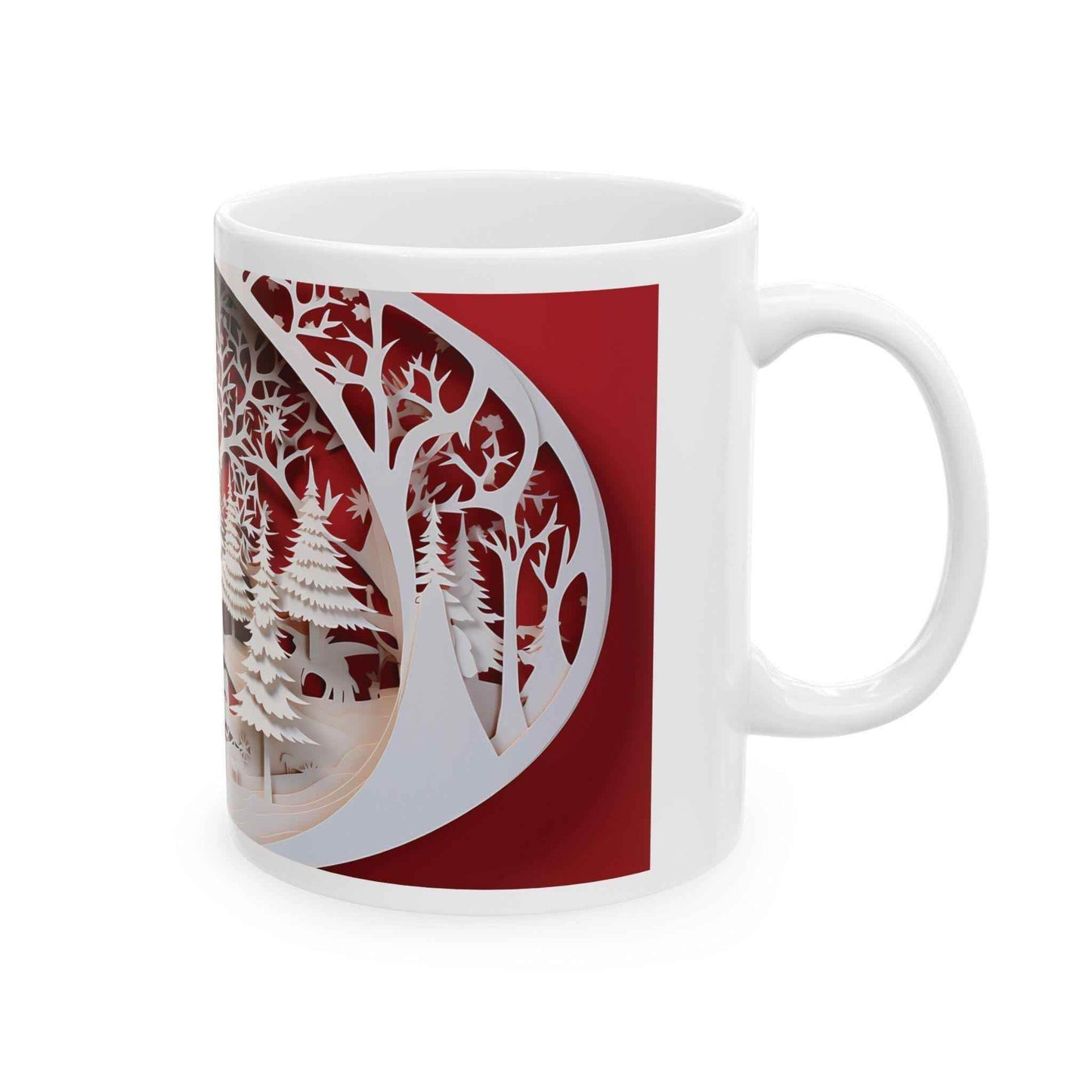 Festive Ceramic Mug – Red And White Holiday Coffee Cup | Cozy Winter Tea Mug - timelessbohochic.com