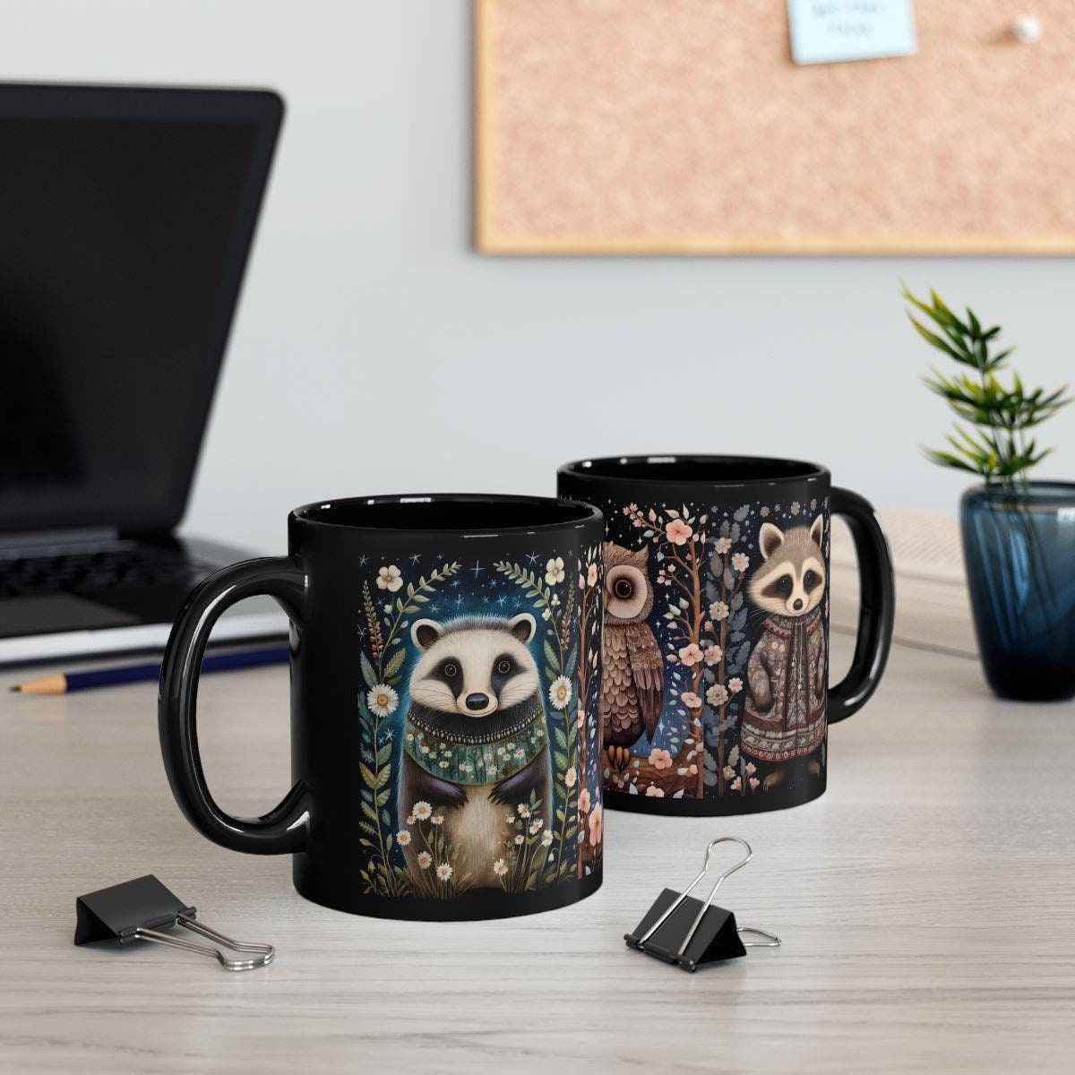 Nordic Folk Art Mug – Scandinavian Rustic Latte Cup with Folk Art Birds Design - timelessbohochic.com
