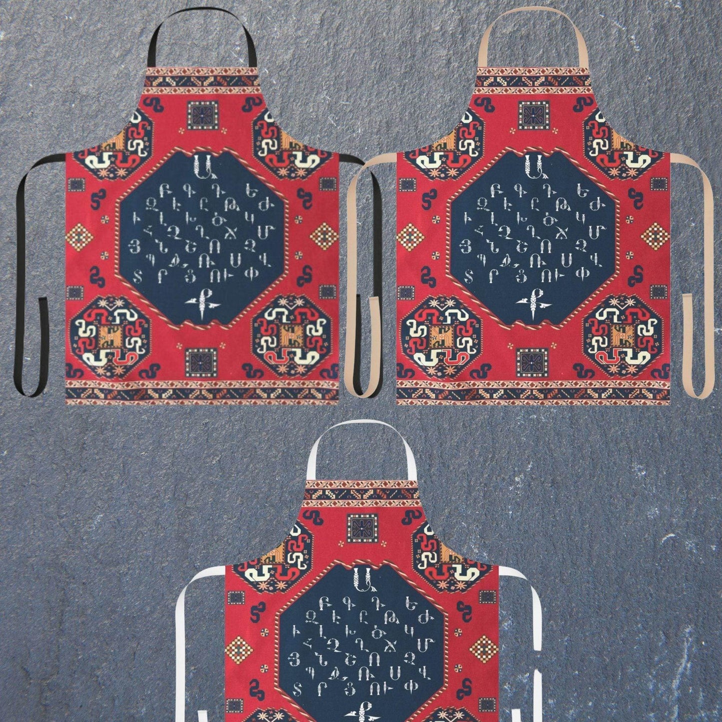 Armenian Alphabet Apron – Cultural Kitchen Apparel | Durable, Stylish Cooking Apron Gift - timelessbohochic.com
