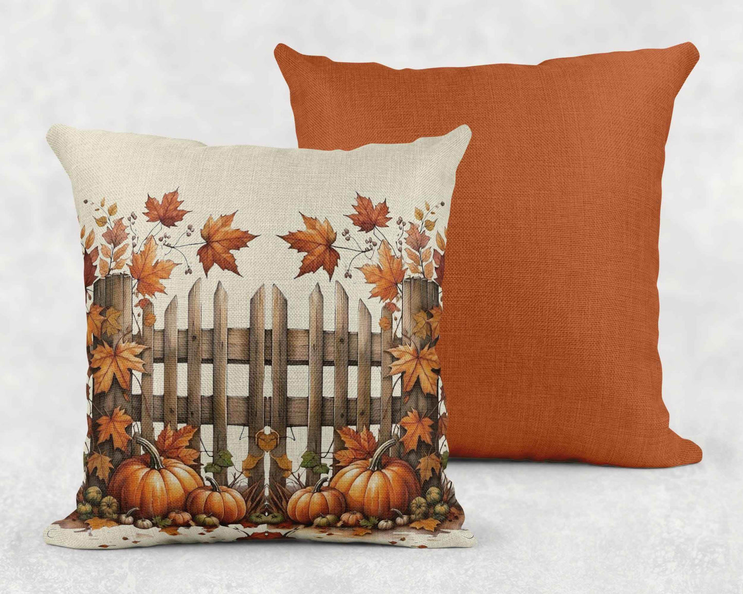 Rustic Autumn Pillow - Woven Cotton Pillow | Pumpkin Leaf Design Cushion - timelessbohochic.com