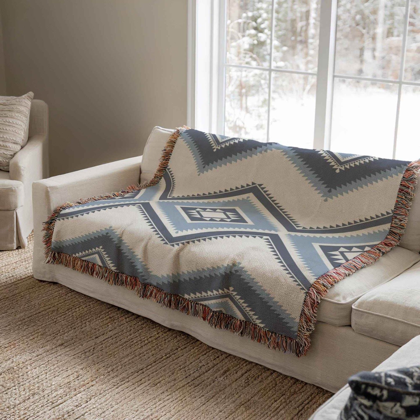 Southwestern Cotton Blanket | Cozy Fall Throw With Navajo Style & Boho Chic Decorative Design - timelessbohochic.com