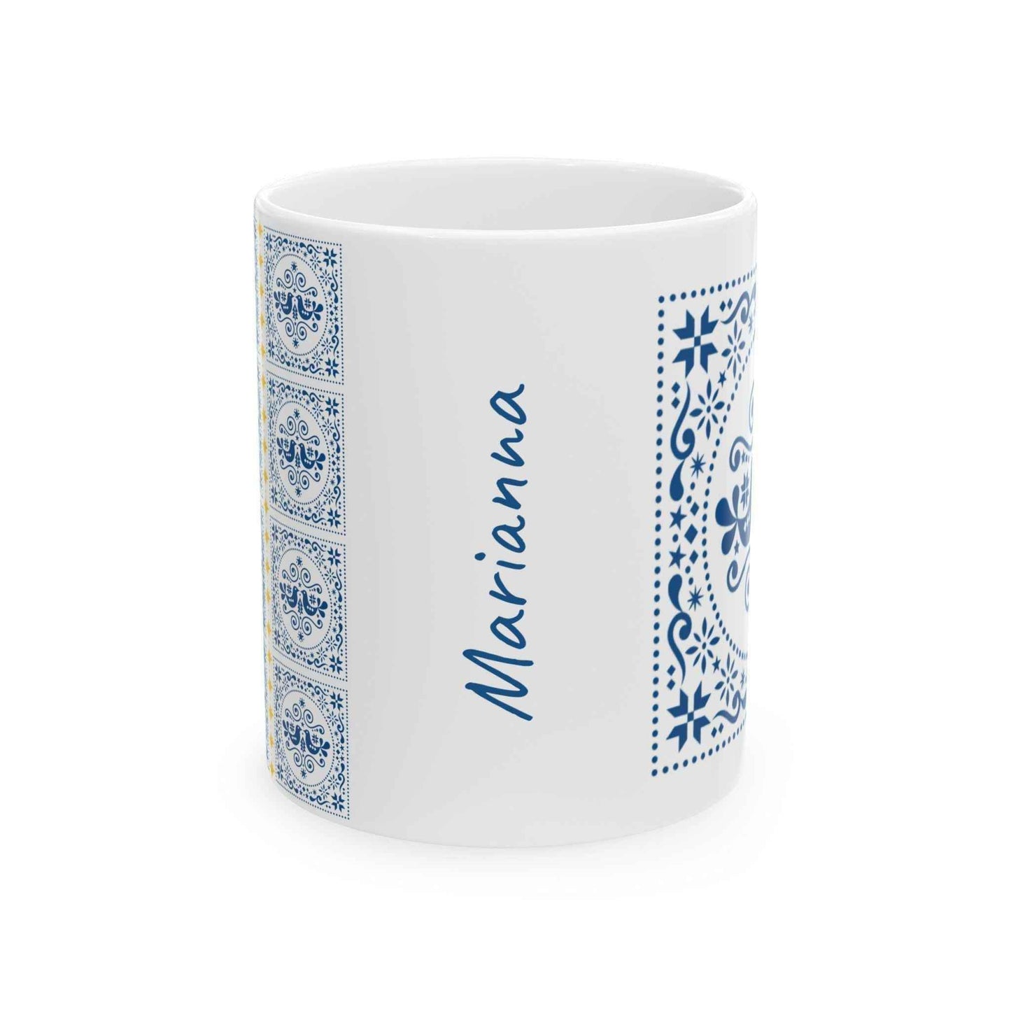 Personalized Ceramic Mug – Scandinavian Style Mug with Swedish Birds Design - timelessbohochic.com