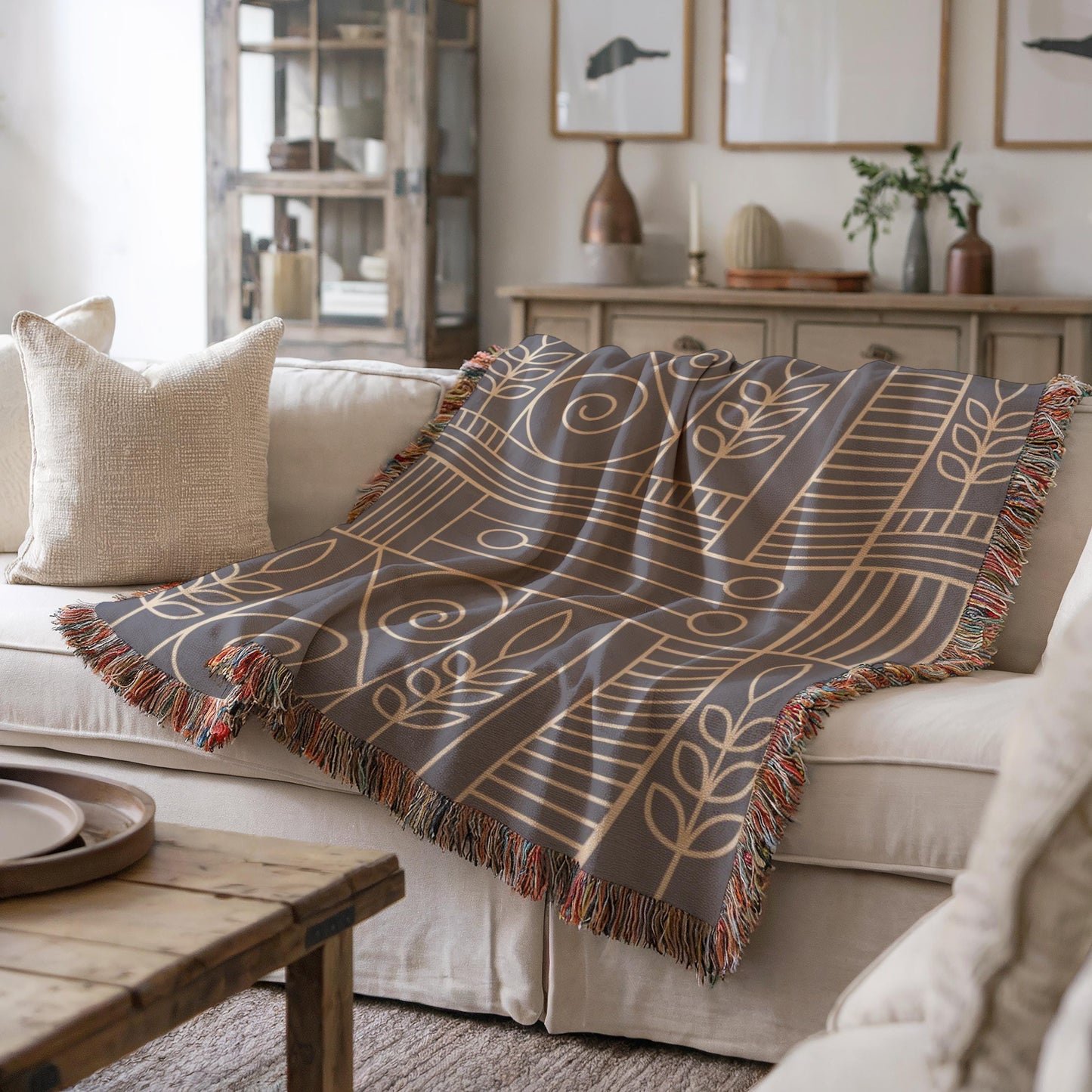 Woven Blanket – Cozy Home Decor | Modern Throw Blanket With Geometric Pattern