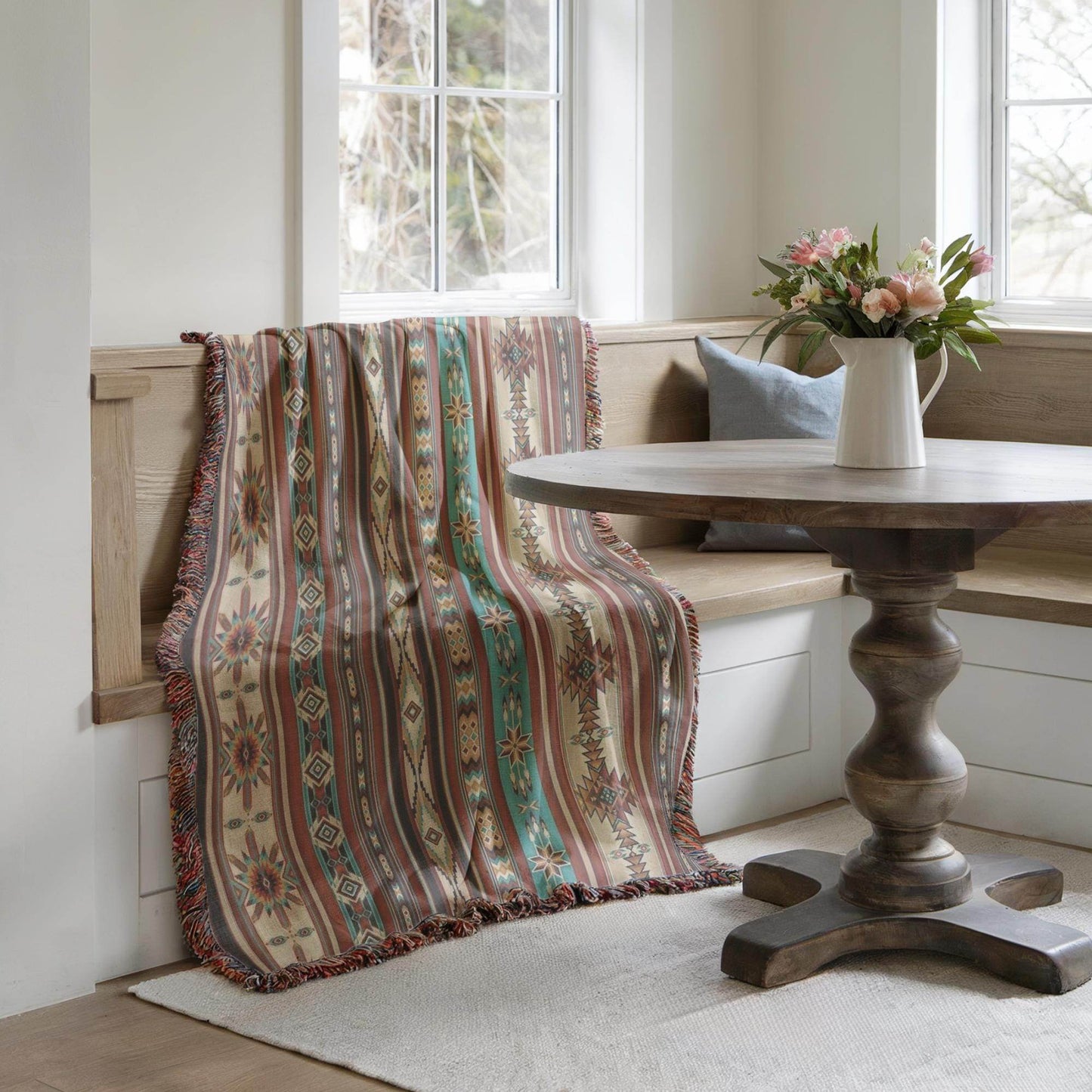 Native American Blanket, Navajo Pattern Office Decor, Southwestern Design Throw, Ethnic Man Cave Blanket, Tribal Decor, Boho - timelessbohochic.com