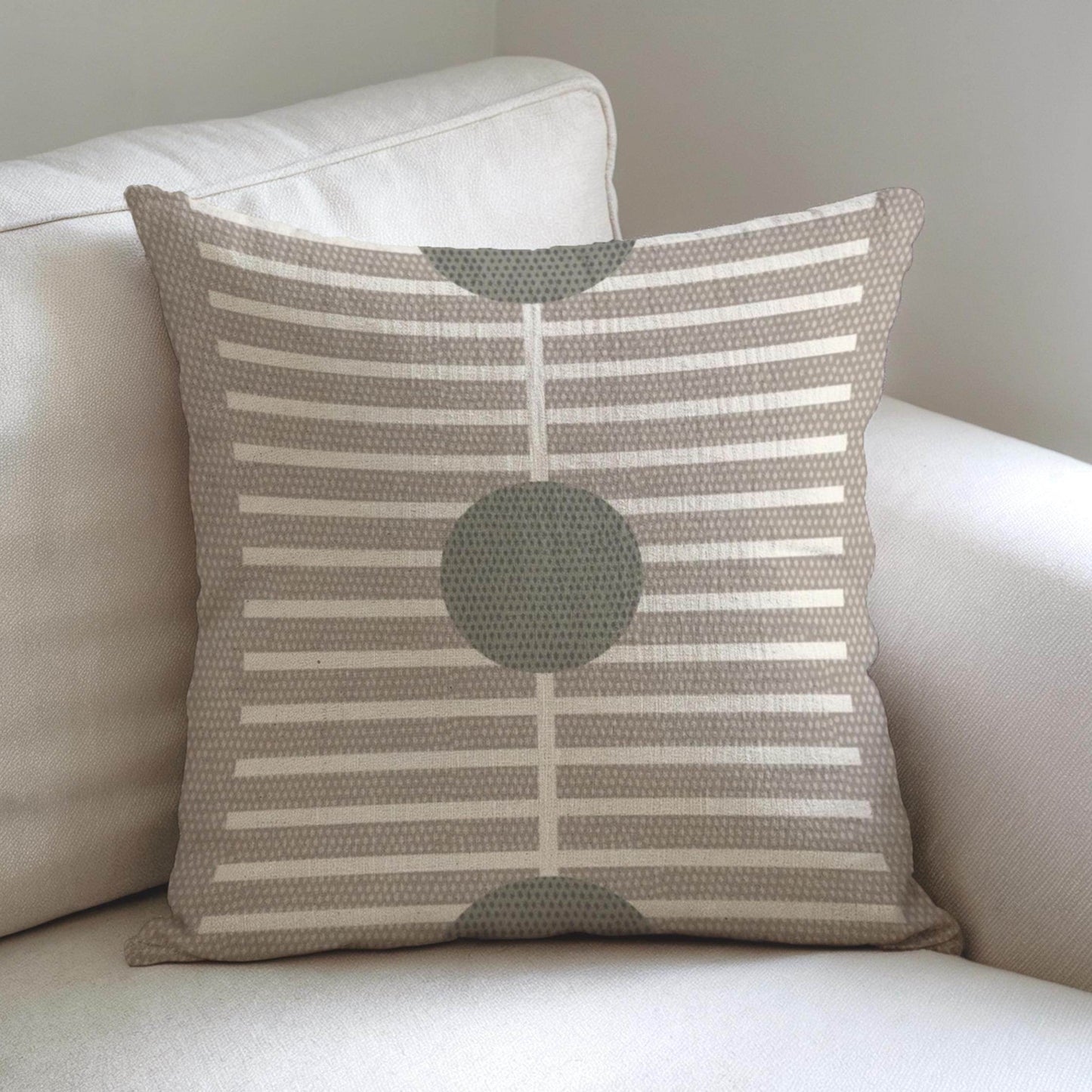 Woven Throw Cushion - Geometric Decor Cream Green Pillow | Modern Home Accent - timelessbohochic.com