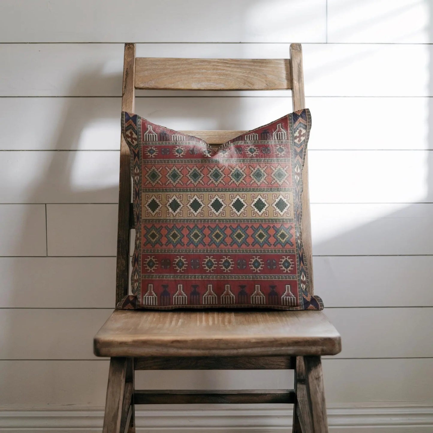 Anatolian Kilim Pillow - Turkish Throw Pillow With Tribal Pattern & Colorful Bohemian Cushion