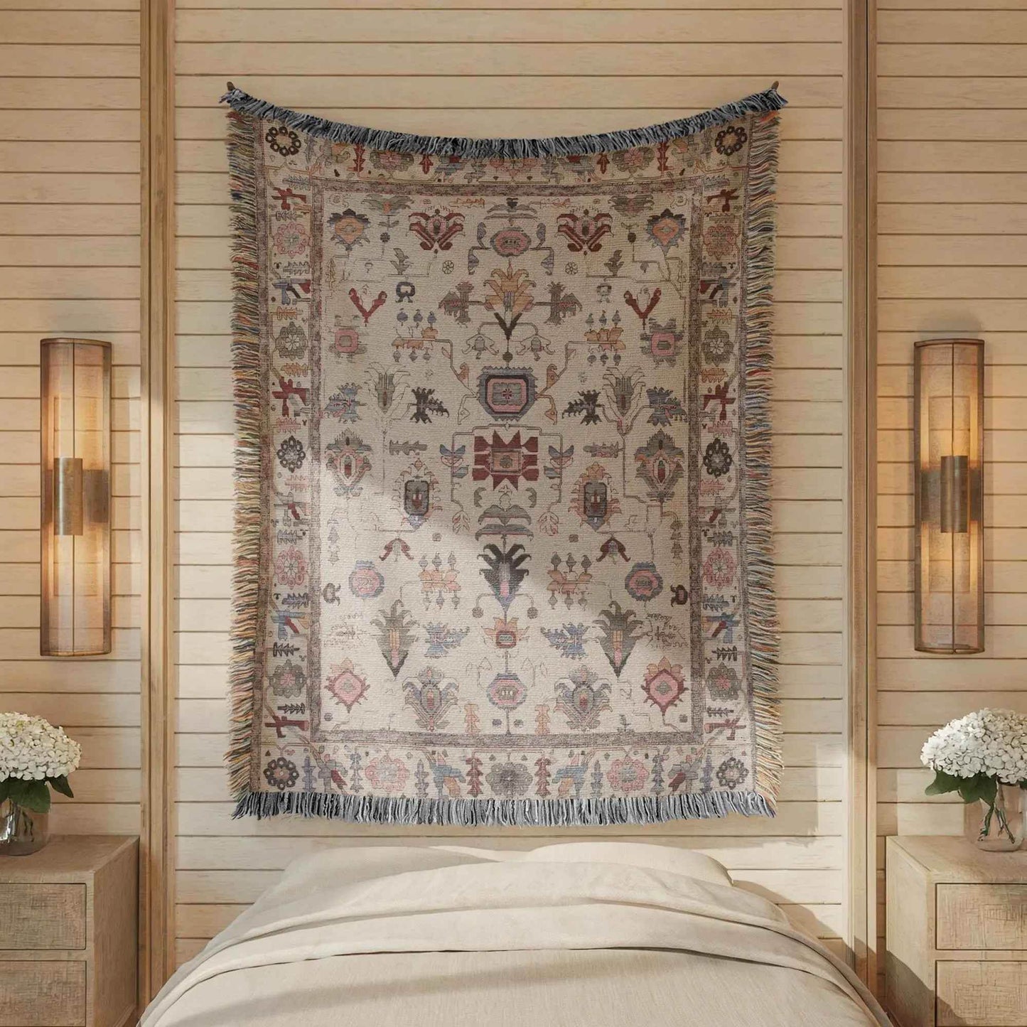 Turkish Rug Tapestry – Anatolian Wall Hanging | Bohemian Wall Decor, Cozy Cotton Blanket - timelessbohochic.com