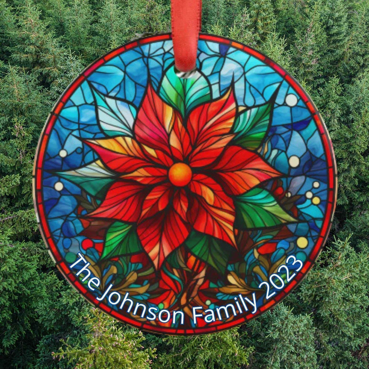 Acrylic Poinsettia Ornament - Custom Christmas Tree Decoration | Festive Holiday Decor - timelessbohochic.com