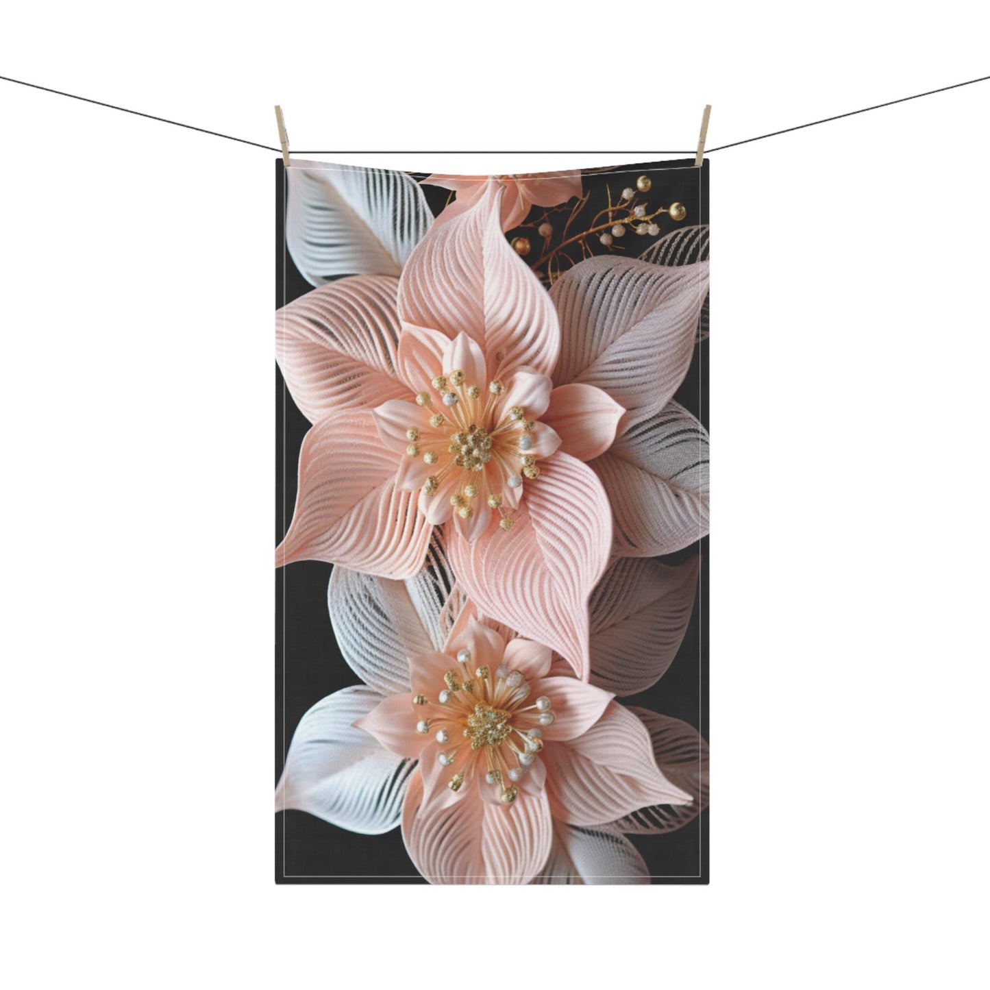 Christmas Tea Towel – Festive Kitchen Linen With Elegant Poinsettia Design