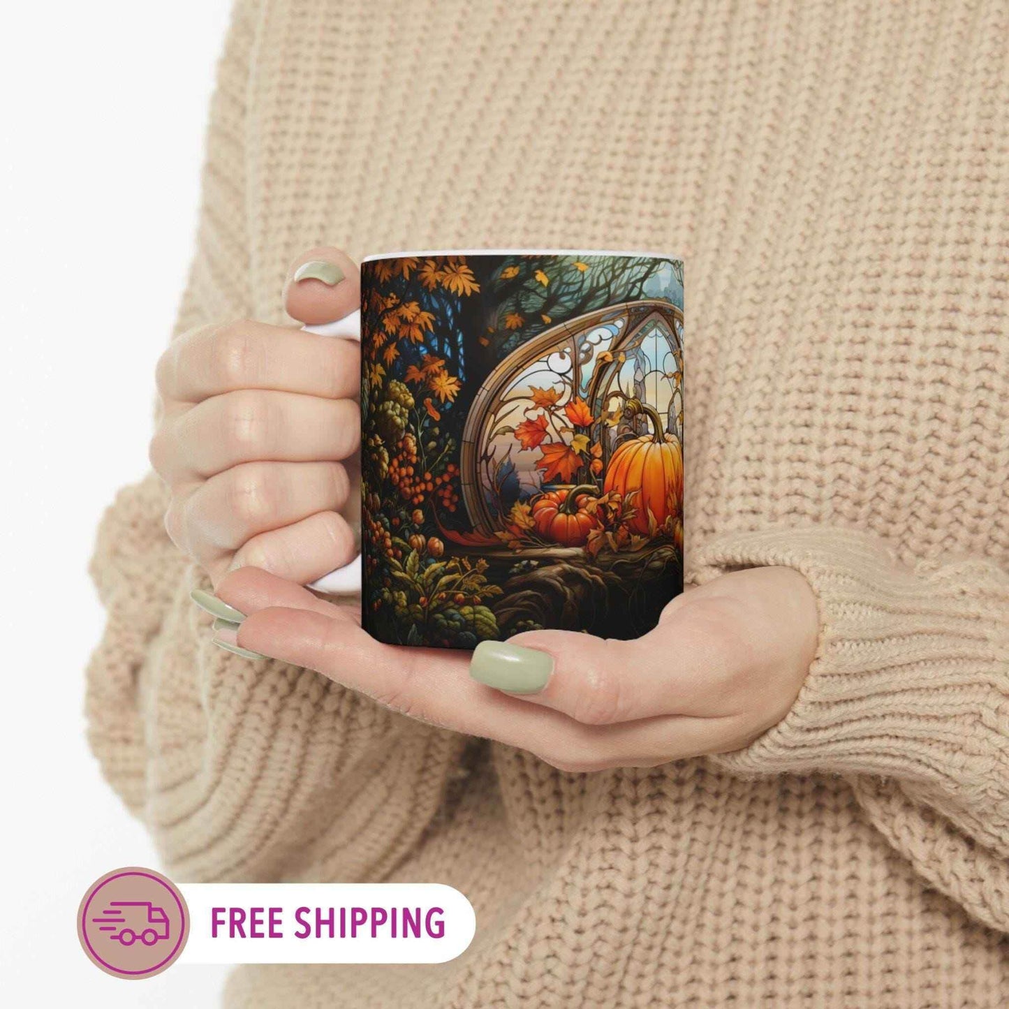 Pumpkin Patch Mug - Ceramic Fall Mug | Autumn Latte Cup | Cozy Rustic Pumpkin Design - timelessbohochic.com