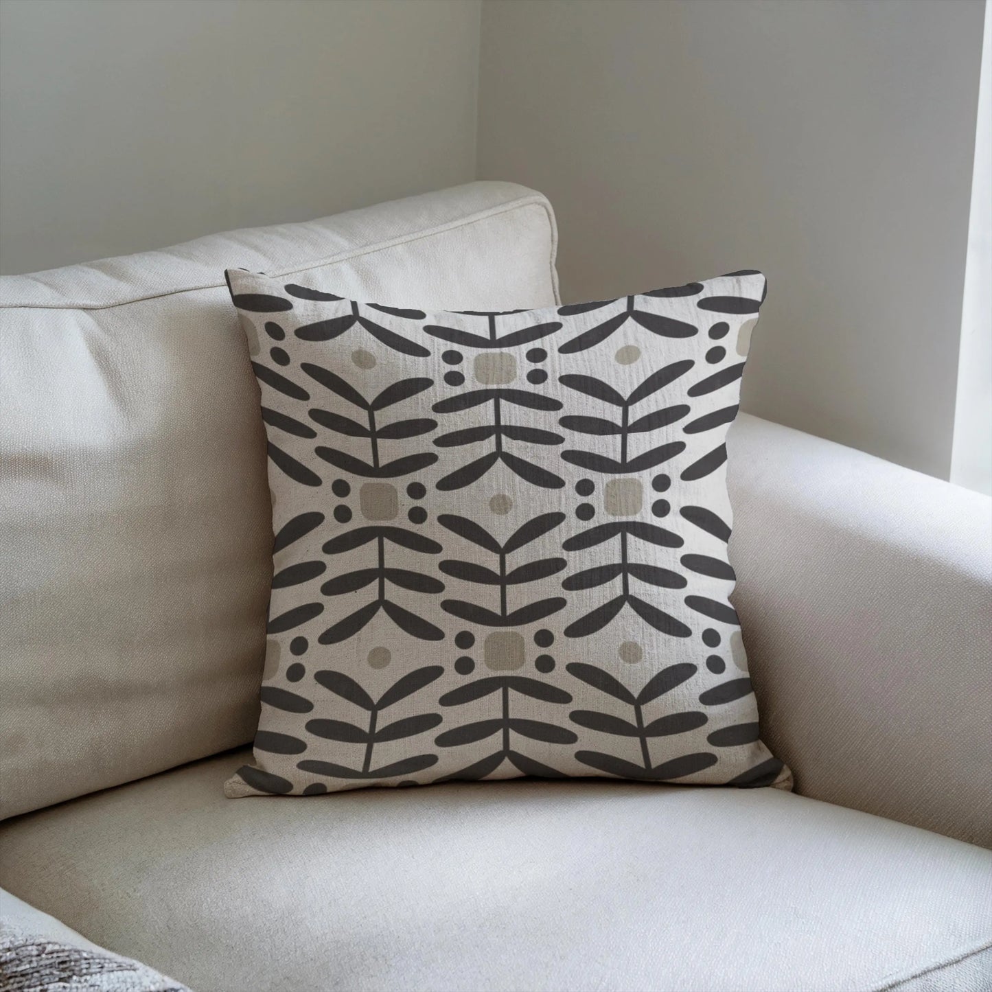 Scandi Floral Pillow - Mid Century Cushion | Nordic Throw Pillow, Cozy Woven Design