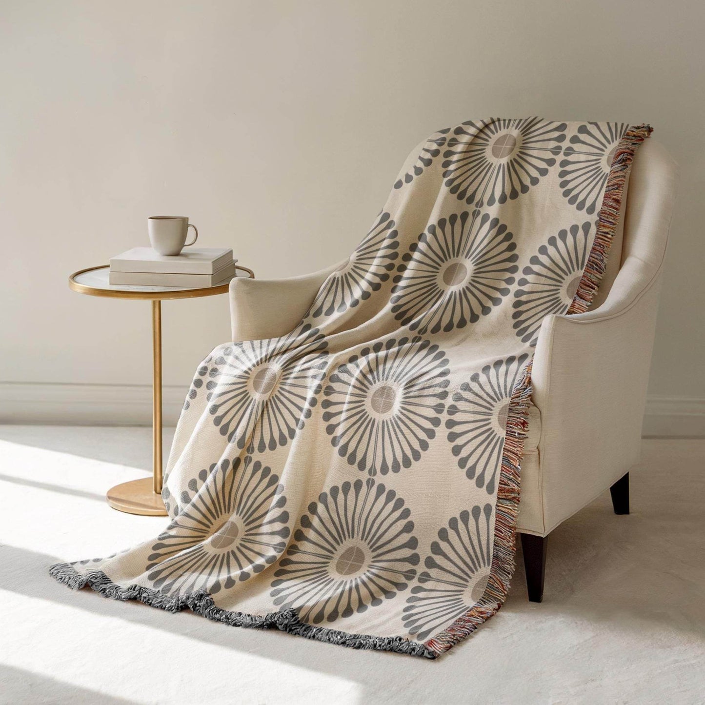 Woven Cotton Sunflower Blanket – Machine Washable Nature Inspired Throw - timelessbohochic.com