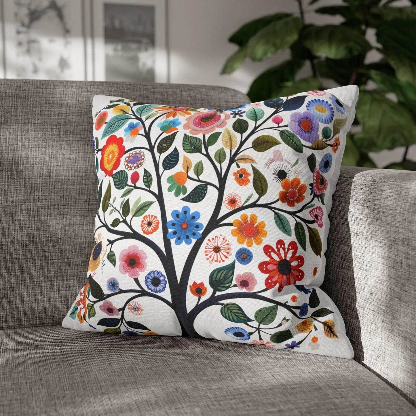 Nordic Tree of Life Pillow – Scandinavian Decor | Cozy Hygge Living Room Cushion - timelessbohochic.com