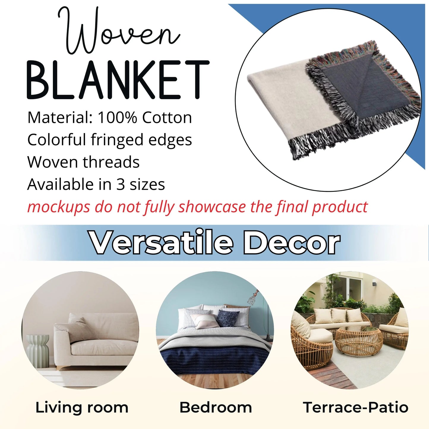 Armenian Cotton Blanket Set - Woven Throw & Picnic Coverlet For Wedding Gift