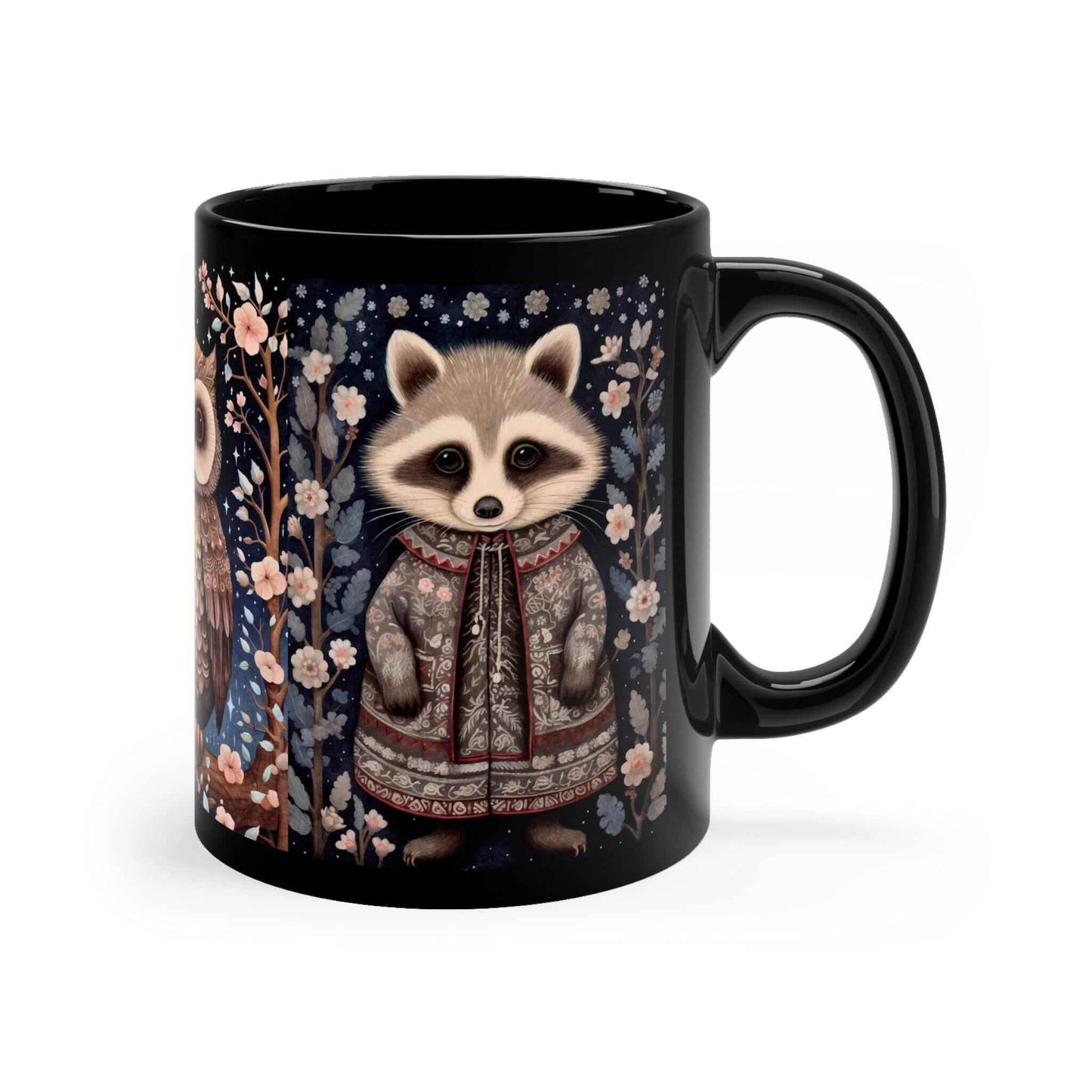 Nordic Folk Art Mug – Scandinavian Rustic Latte Cup with Folk Art Birds Design - timelessbohochic.com