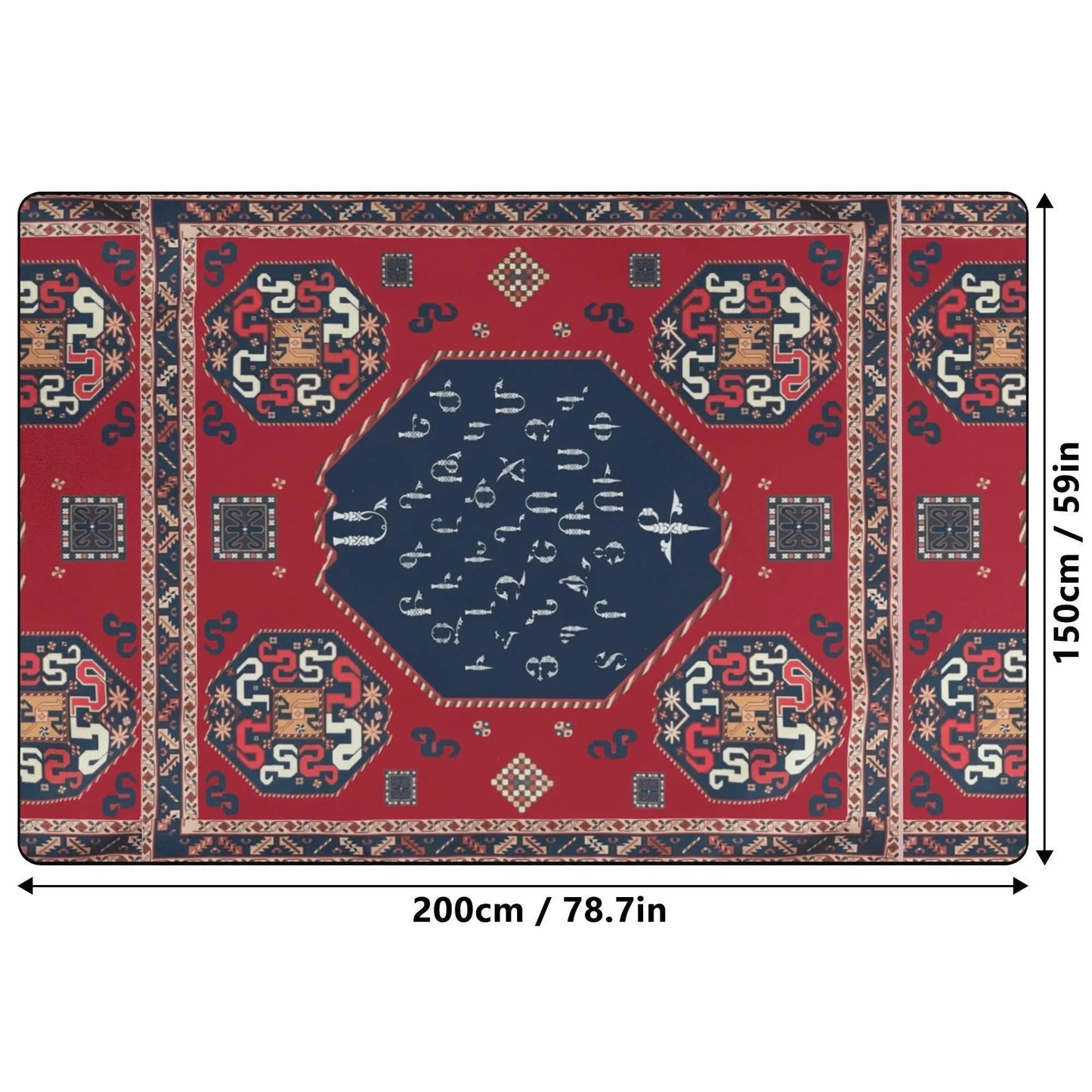 Armenian Area Rug – Handcrafted Soft Polyester Living Room Rug | Non Slip Boho Style