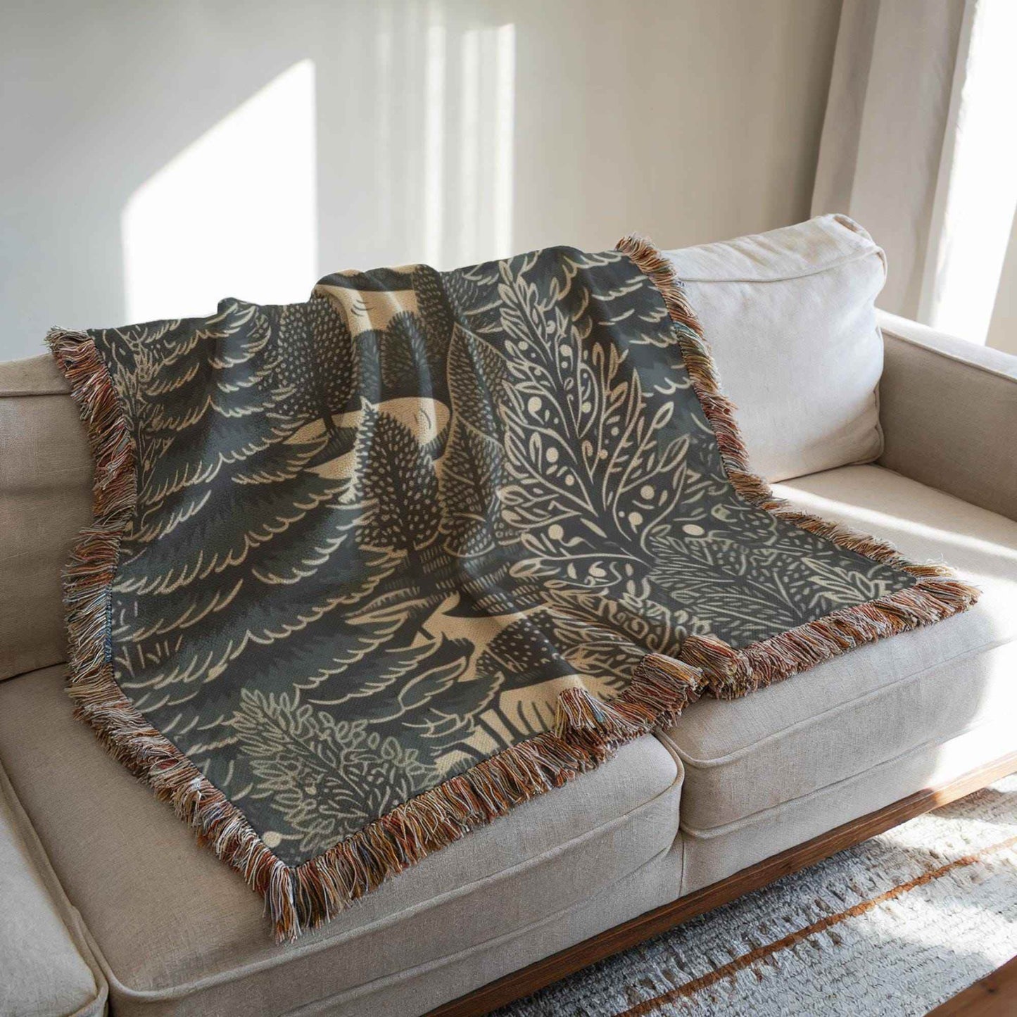 Holiday Woven Blanket – Cozy Cabin Throw With Christmas Tree Design, 3 Sizes - timelessbohochic.com