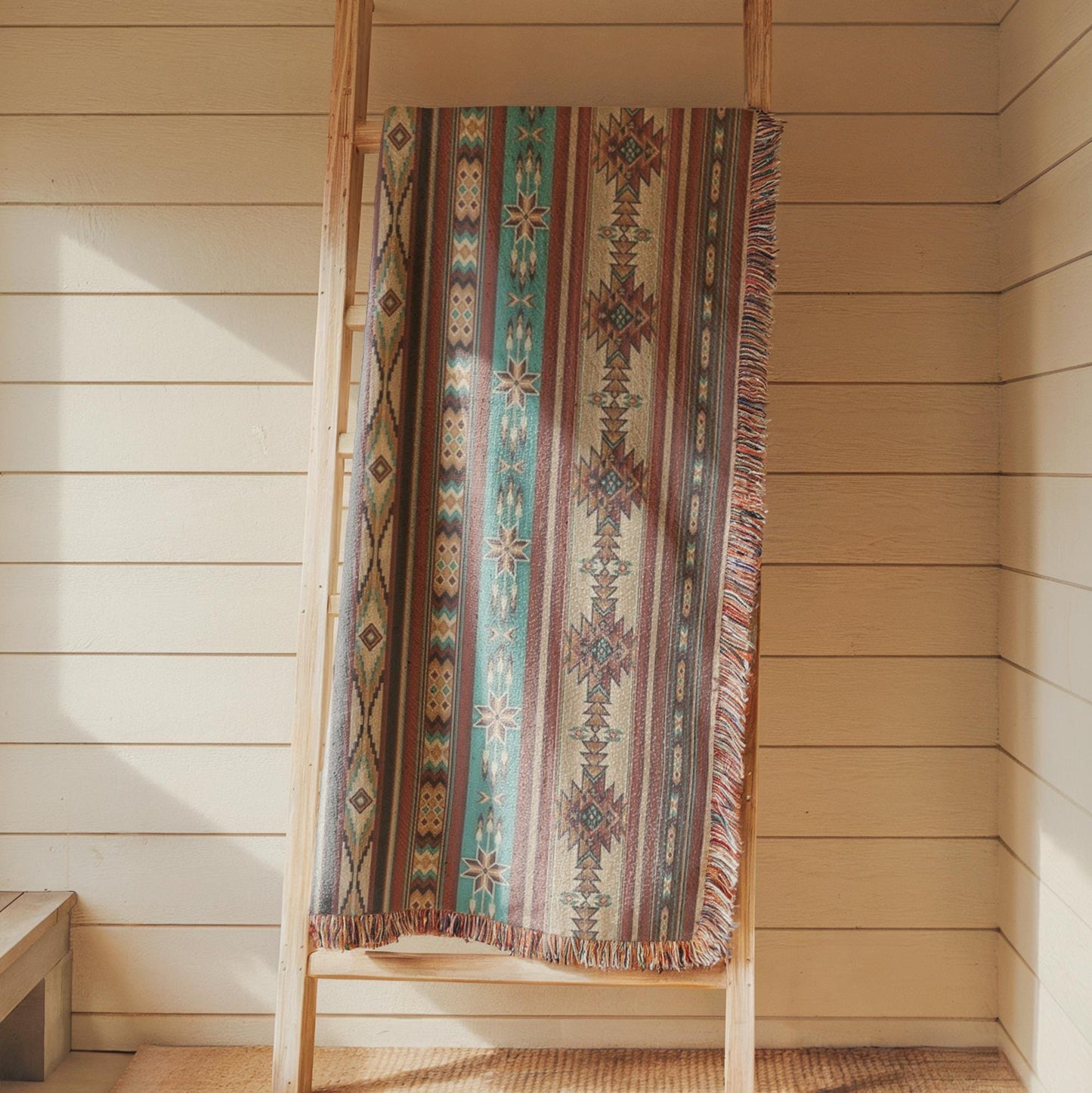 Navajo Pattern Woven Tapestry, Southwestern Design Wall Hanging, Native American Textile Art, Ethnic Home Decor, Tribal Boho Decor,