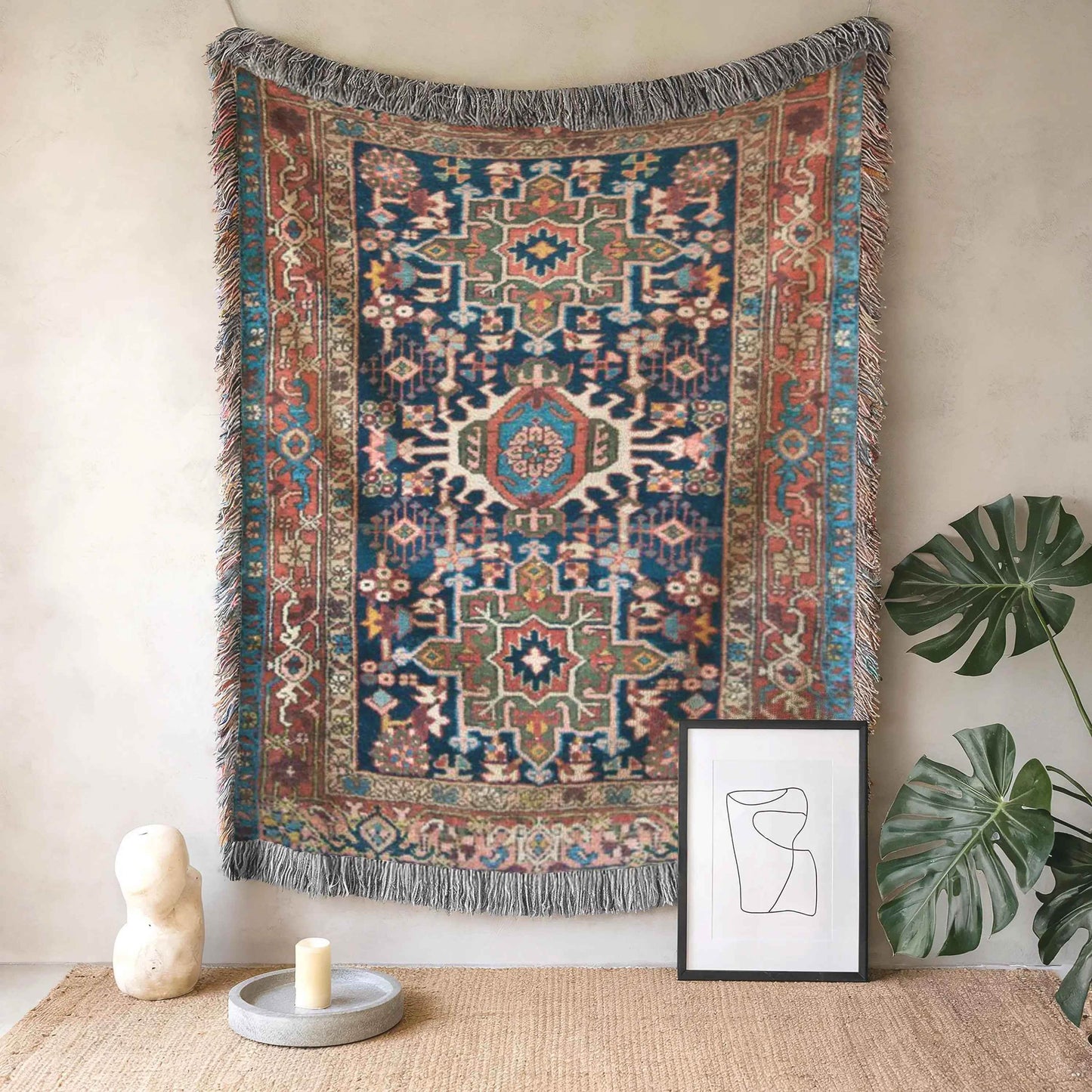 Turkish Rug Wall Hanging – Boho Wall Decor Woven Tapestry Rug for Living Room - timelessbohochic.com