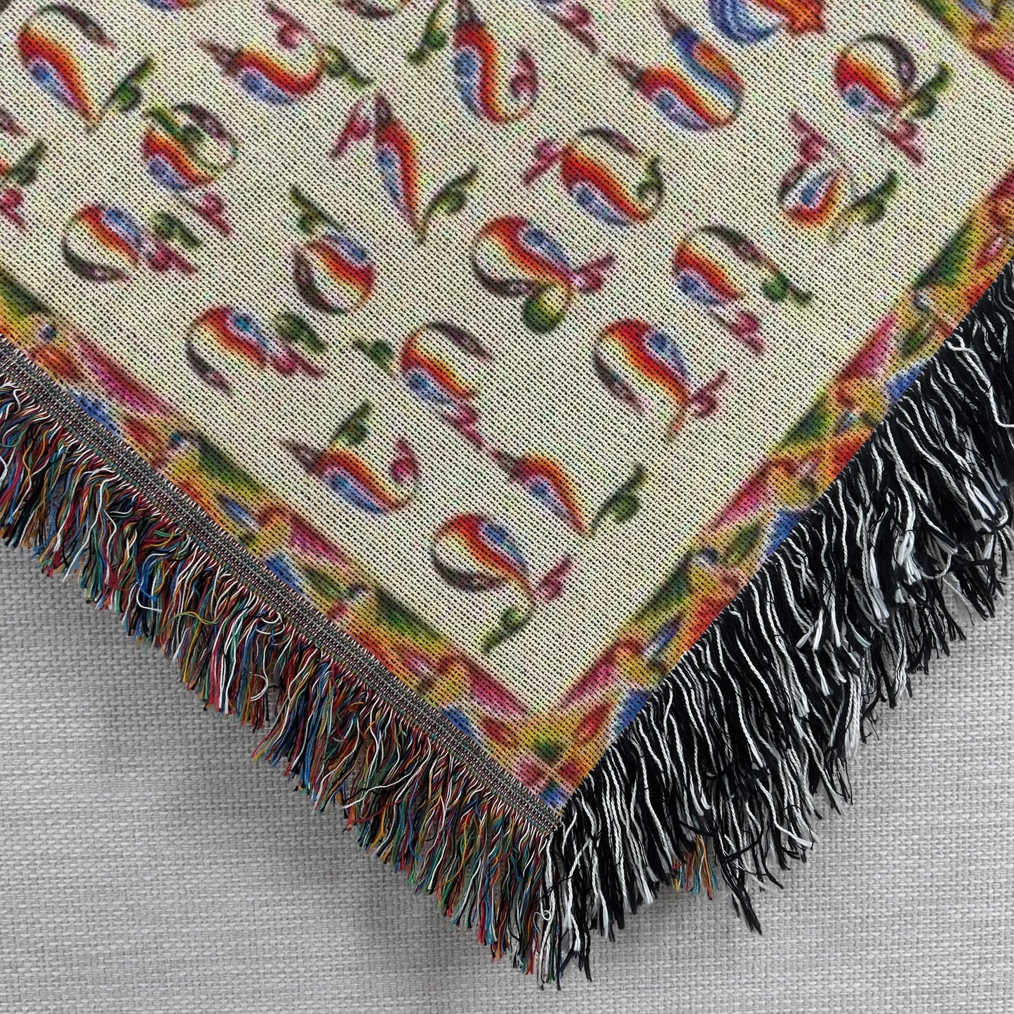 Armenian Alphabet Blanket | Woven Cotton Bedspread - Colorful Couch Throw, Eco Friendly Throw