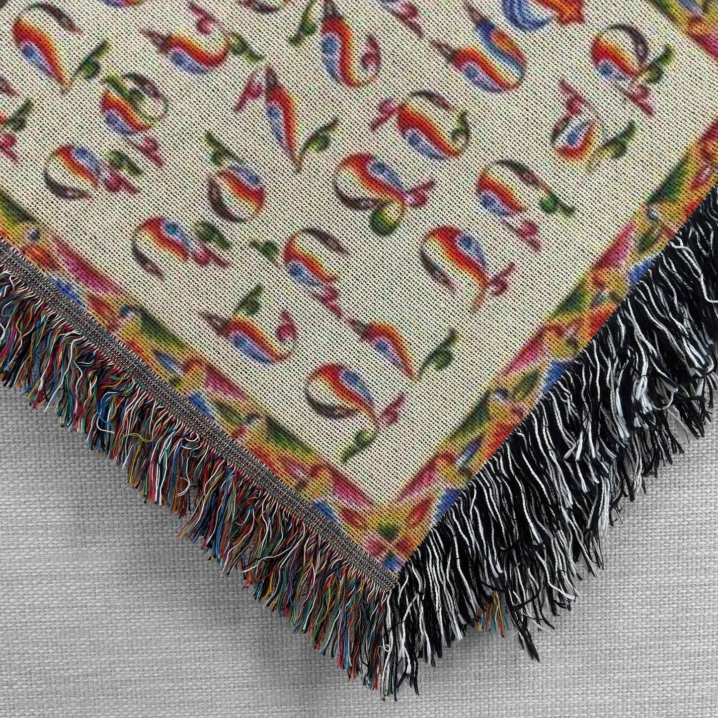 Armenian Alphabet Blanket - Colorful Woven Cotton Bedspread & Eco-Friendly Couch Throw - timelessbohochic.com