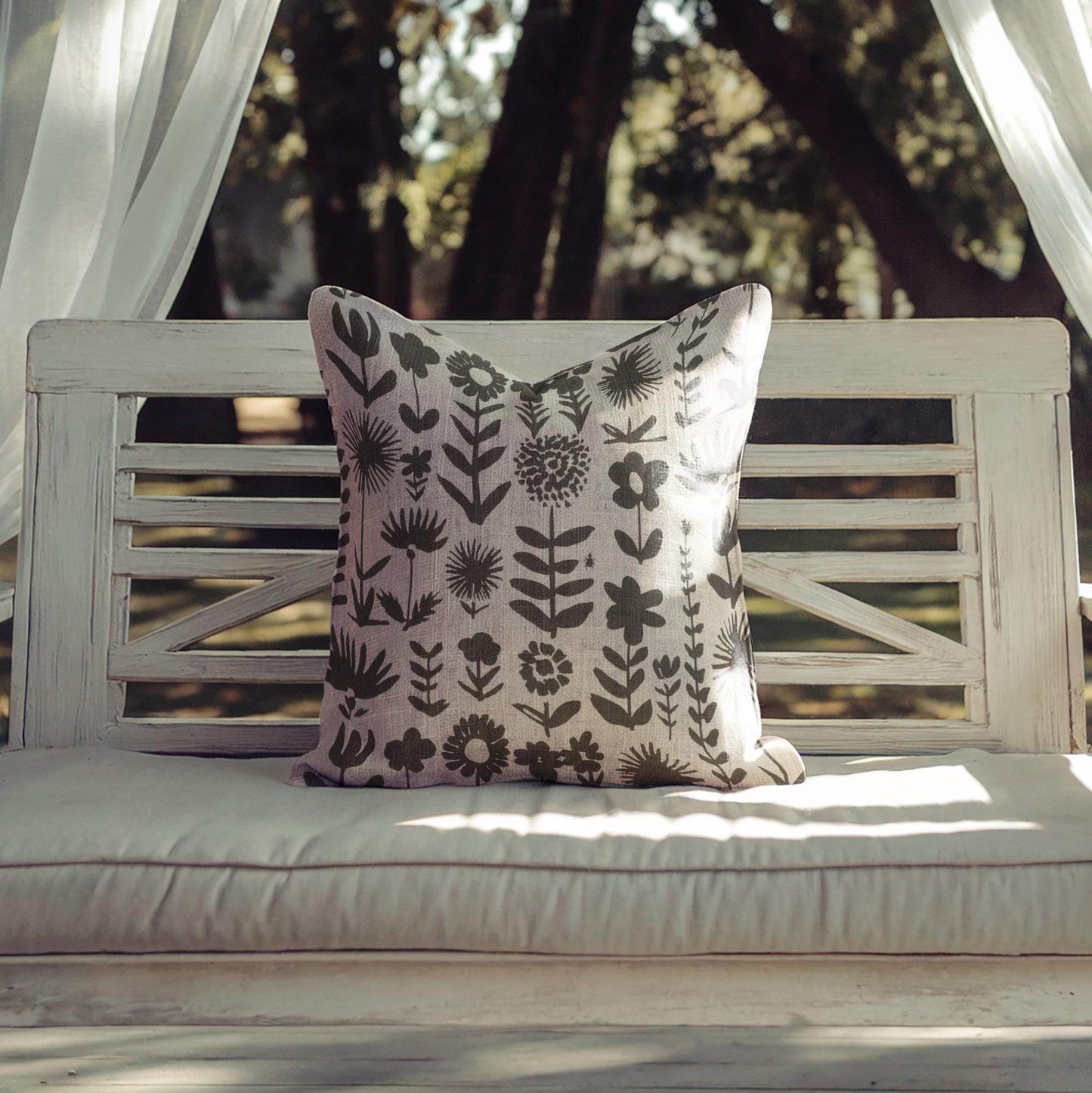 Floral Pillow – Botanical Decor Woven Throw Cushion | Rustic Charm Pillow - timelessbohochic.com