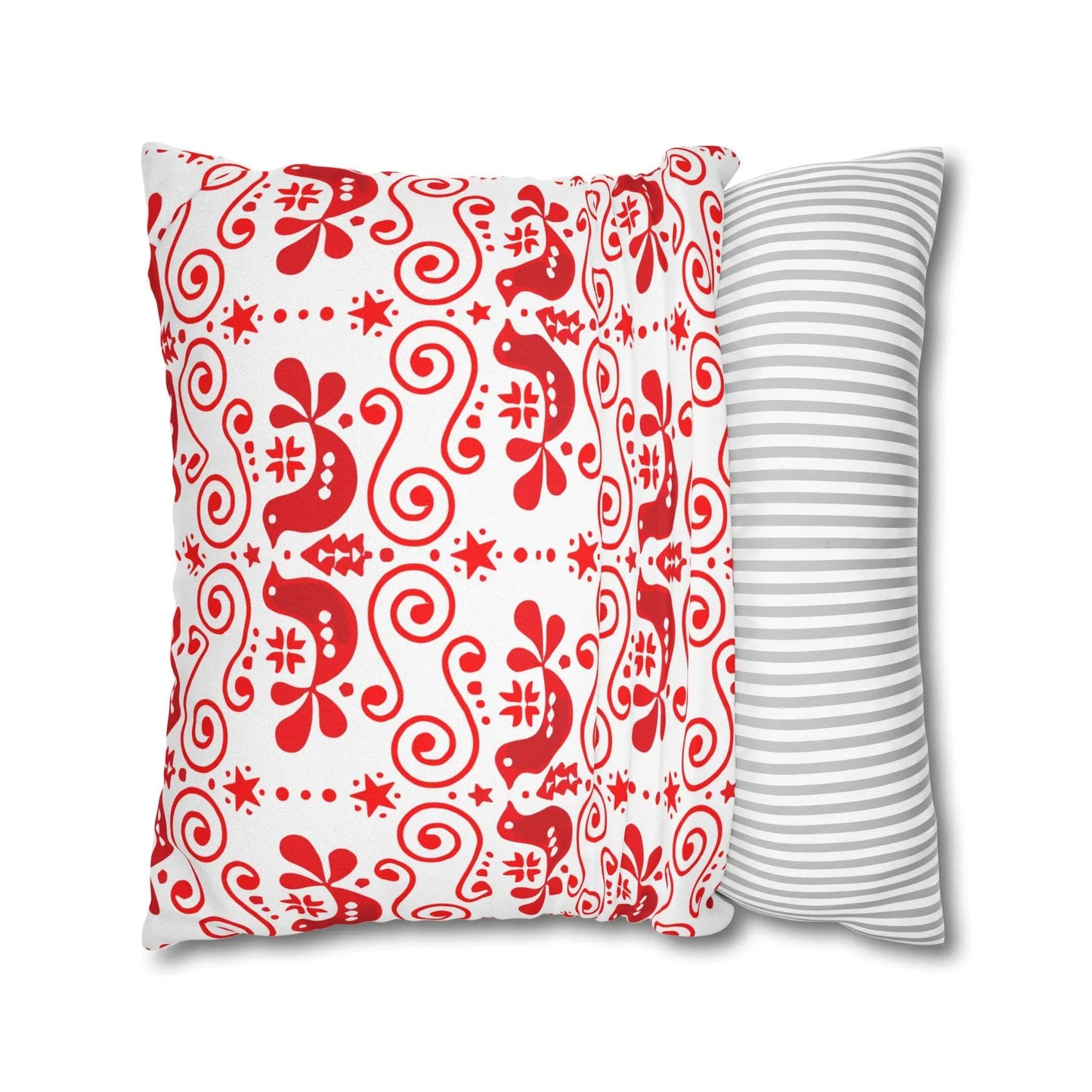 Swedish Folk Art Pillowcase – Scandinavian Throw Pillow Cover | Two-Sided Cushion