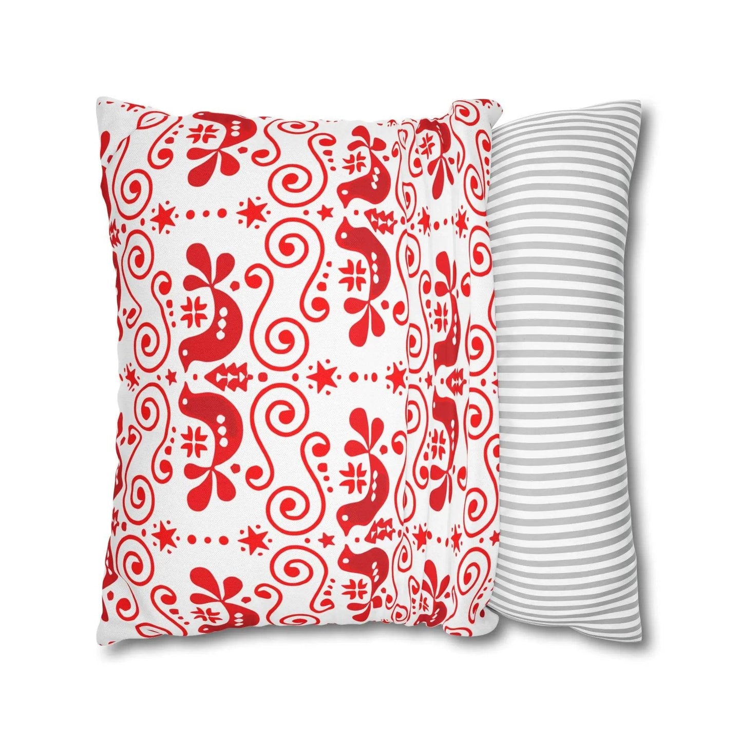 Swedish Folk Art Pillowcase – Scandinavian Throw Pillow Cover | Two-Sided Cushion - timelessbohochic.com