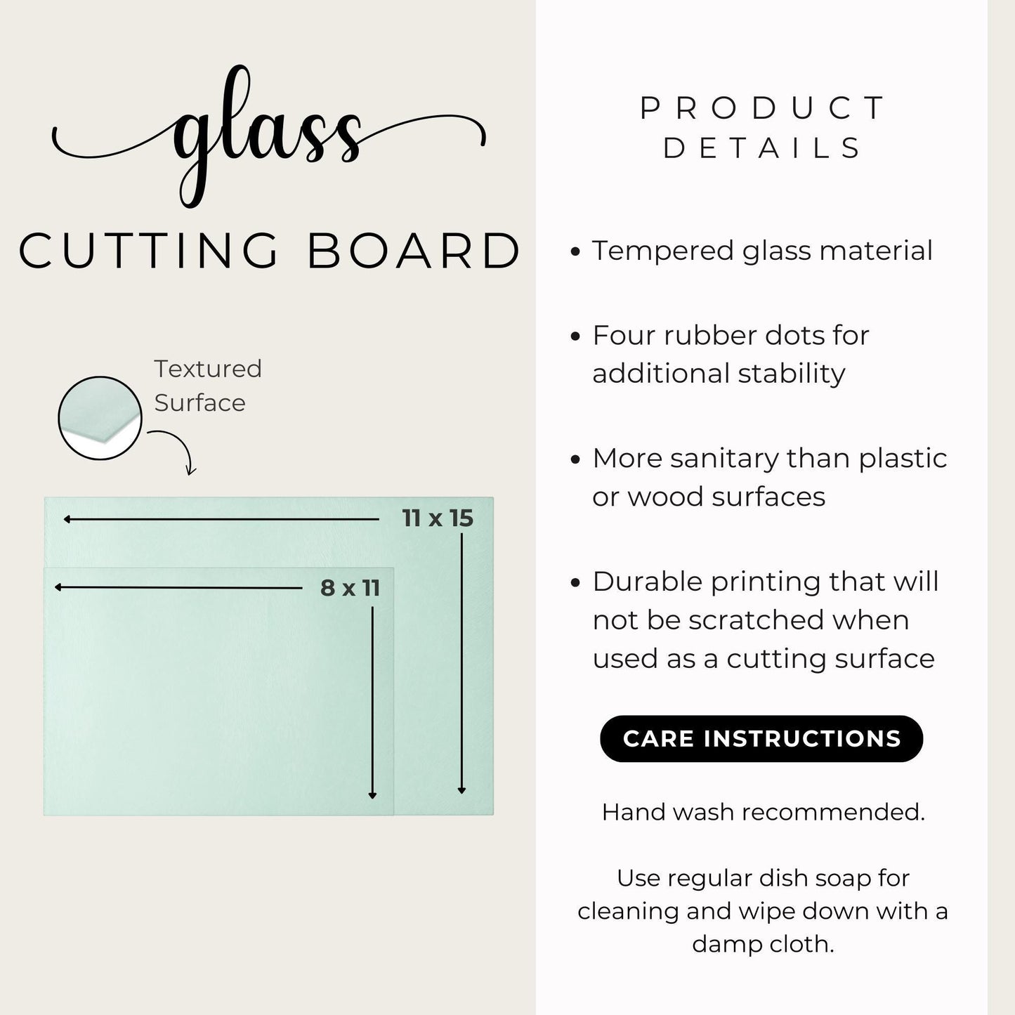Armenian Glass Cutting Board – Textured Surface With Non-Slip Rubber Feet For Kitchen And Gift