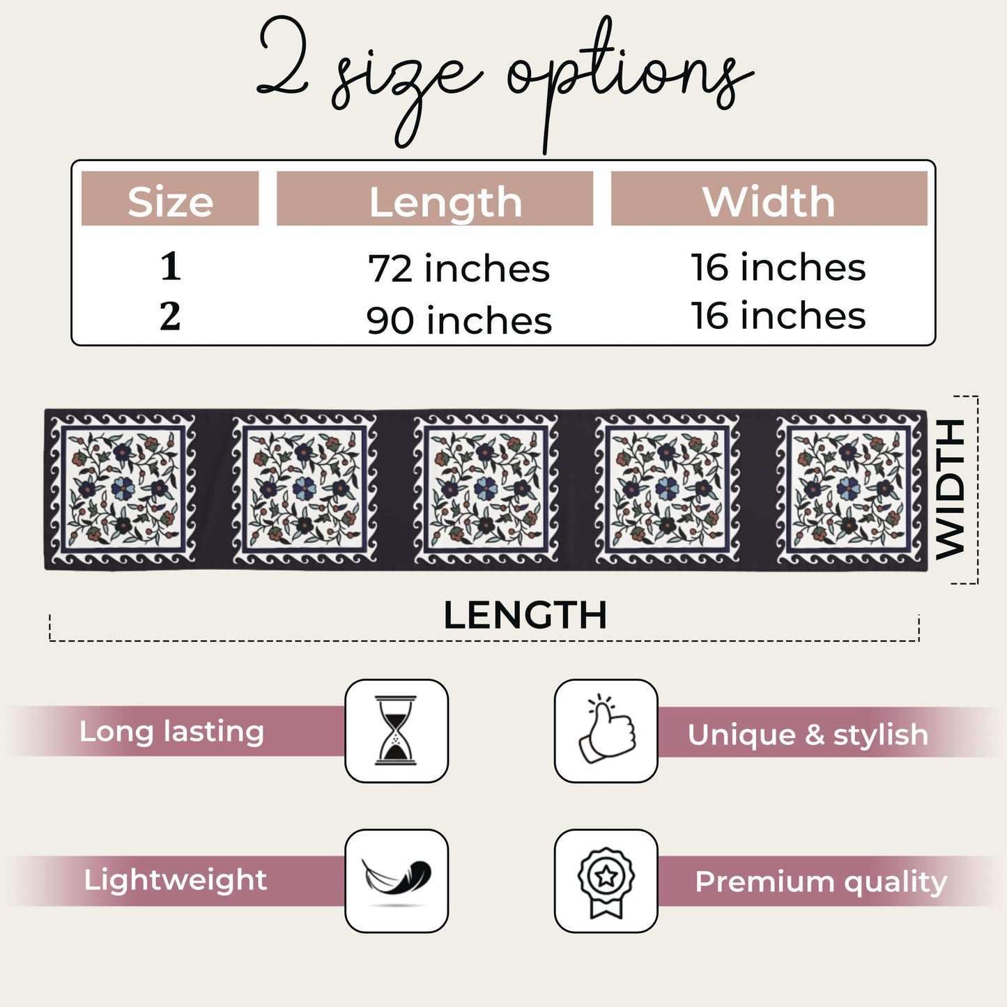 Armenian Iznik Table Runner – Handmade Floral Boho Table Decor Accent