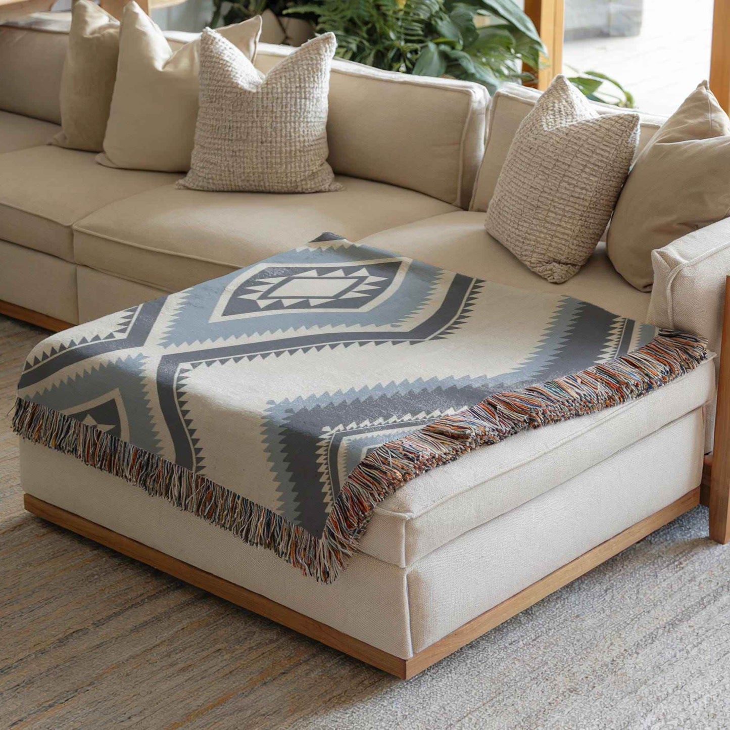 Southwestern Cotton Blanket | Cozy Fall Throw With Navajo Style & Boho Chic Decorative Design - timelessbohochic.com