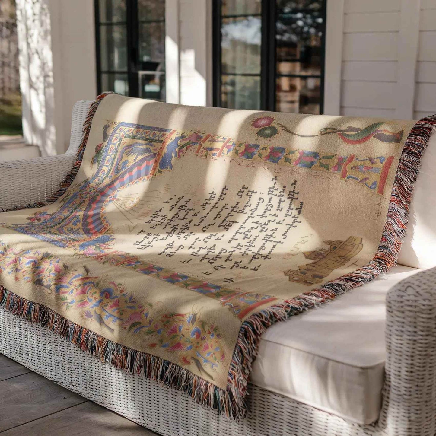 Armenian Prayer Blanket – Woven Cotton Blanket | Hayr Mer Prayer Throw | Spiritual Home Gift - timelessbohochic.com