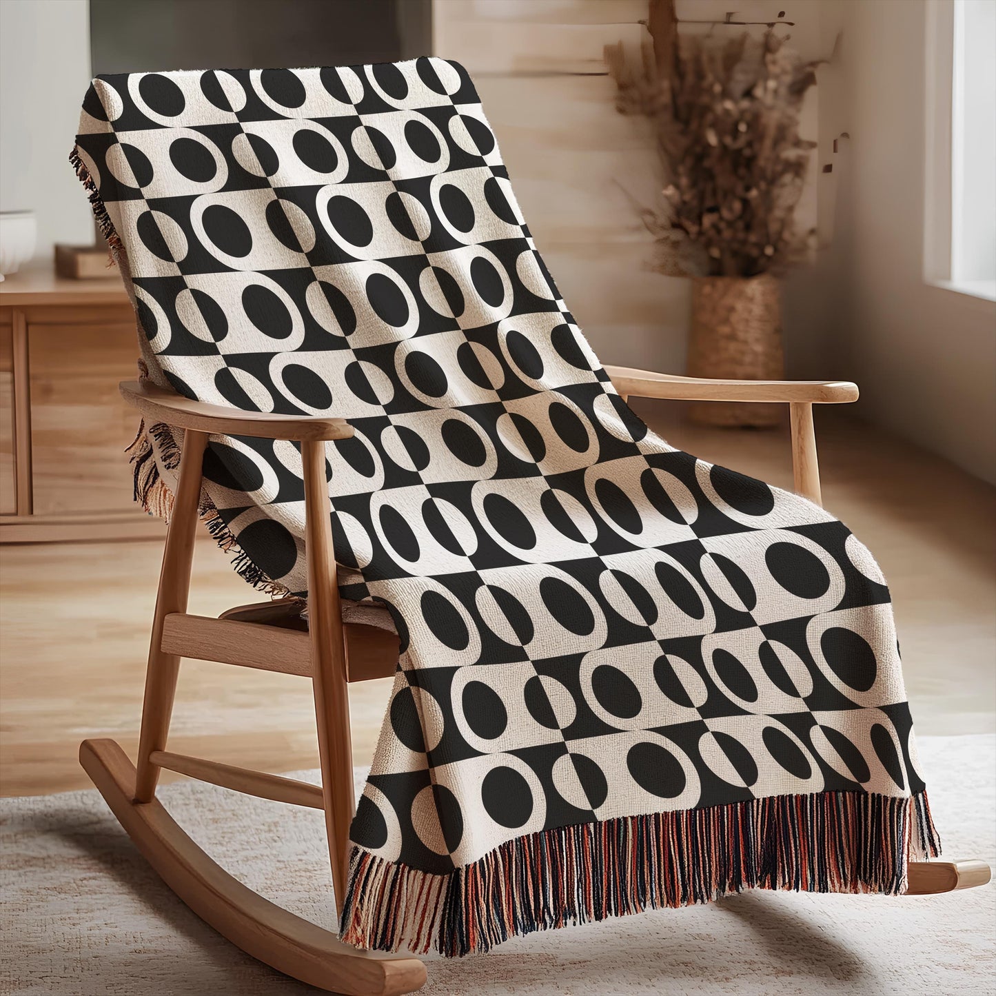 Cotton Throw Blanket – Modern Woven Accent Blanket | Polka Dot Design, Cozy Living Room Decor