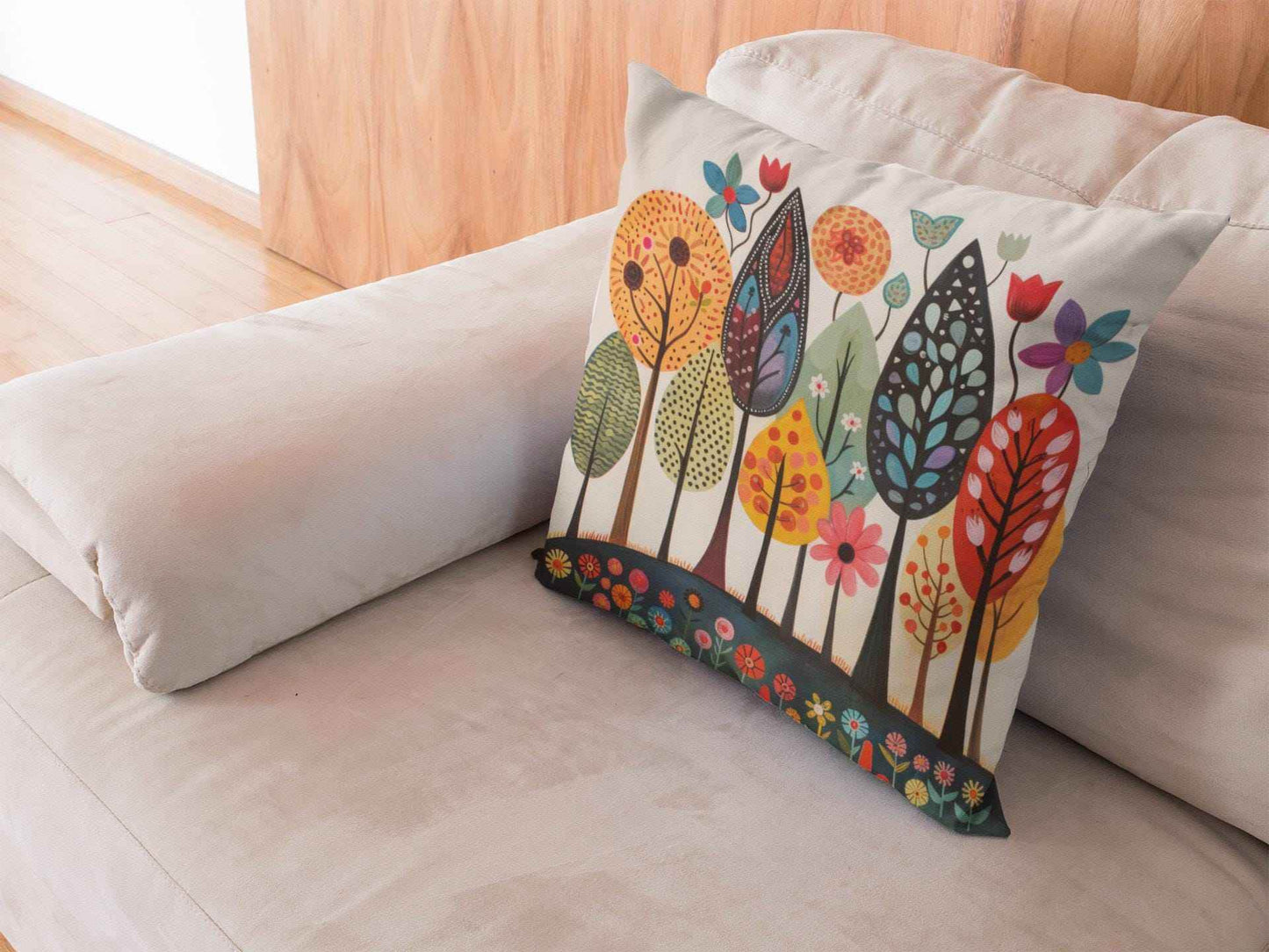 Nordic Forest Pillow - Lagom Tree Design Scandinavian Cushion | Eco Friendly Decor - timelessbohochic.com