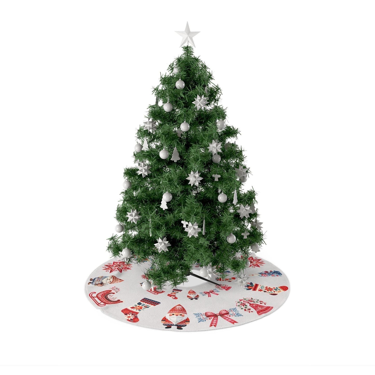 Nordic Christmas Tree Skirt – Scandinavian Holiday Decor | Cozy Winter Tree Skirt