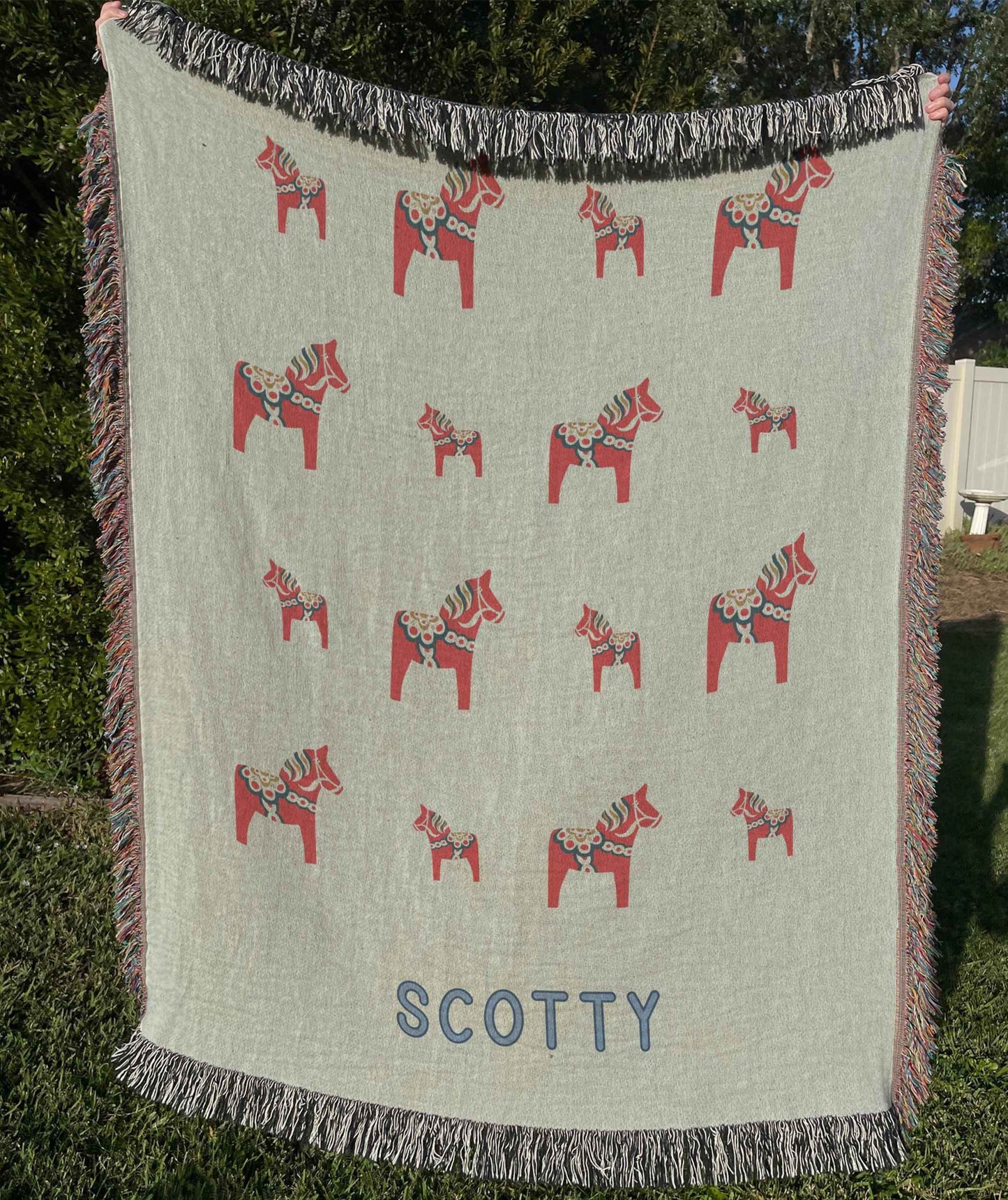 Personalized Baby Blanket - Custom Name Cotton Throw | Scandinavian Nursery Decor - timelessbohochic.com