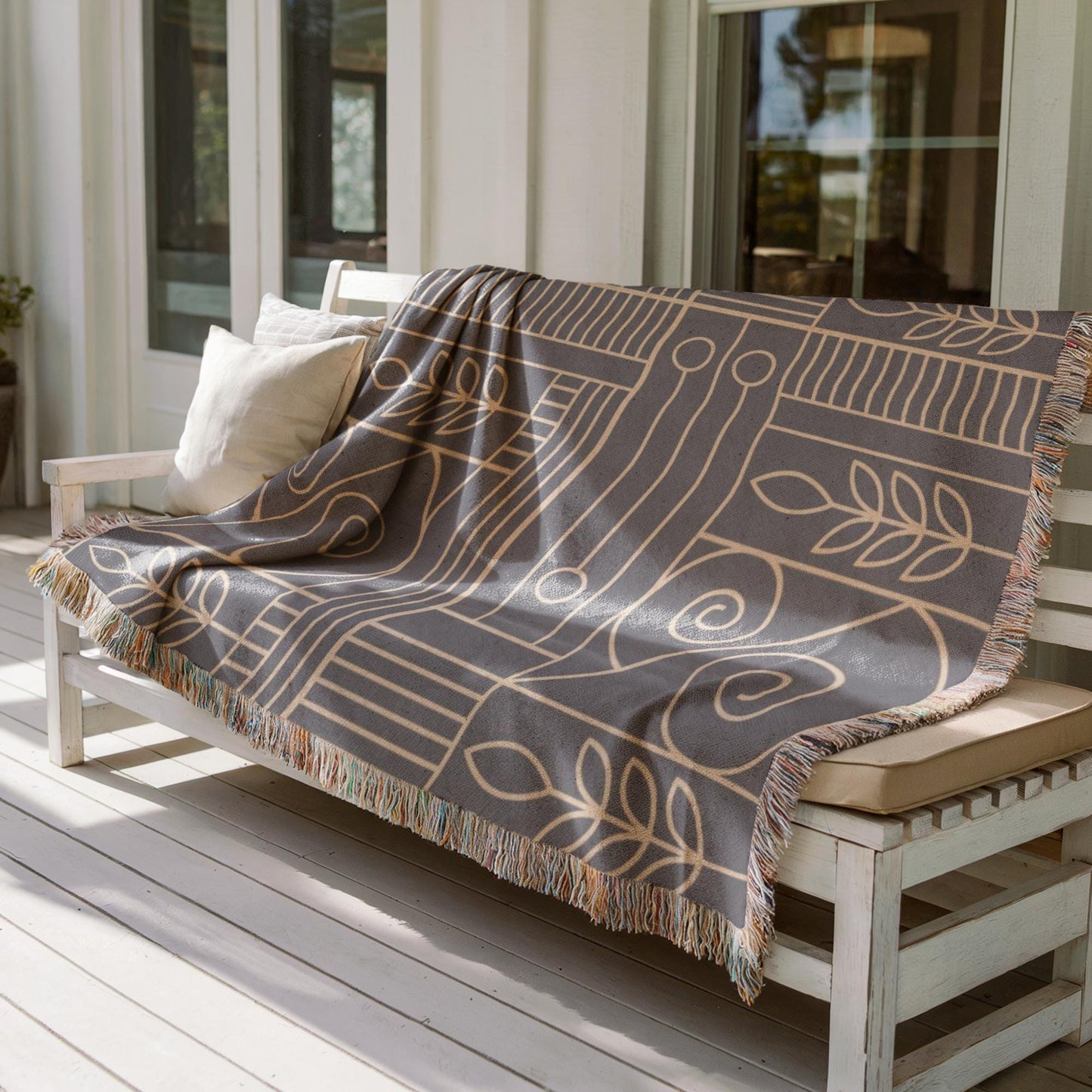 Woven Tapestry Blanket – Modern Throw Blanket with Geometric Pattern, Cozy Home Decor