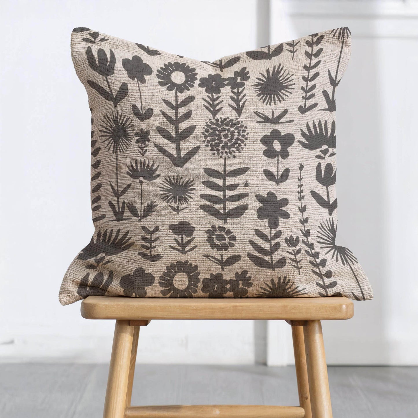Floral Pillow – Botanical Decor Woven Throw Cushion | Rustic Charm Pillow - timelessbohochic.com