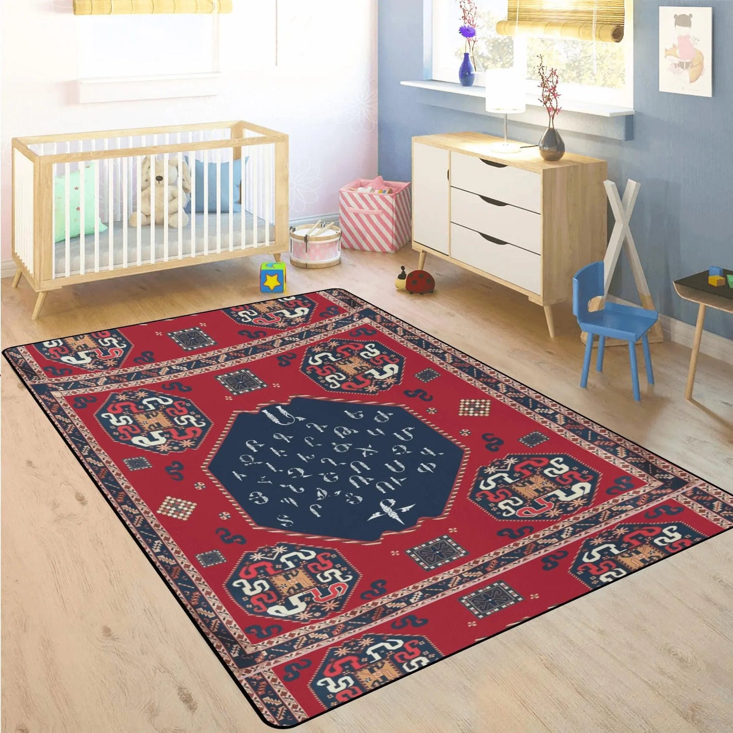 Armenian Area Rug – Handcrafted Soft Polyester Living Room Rug | Non Slip Boho Style