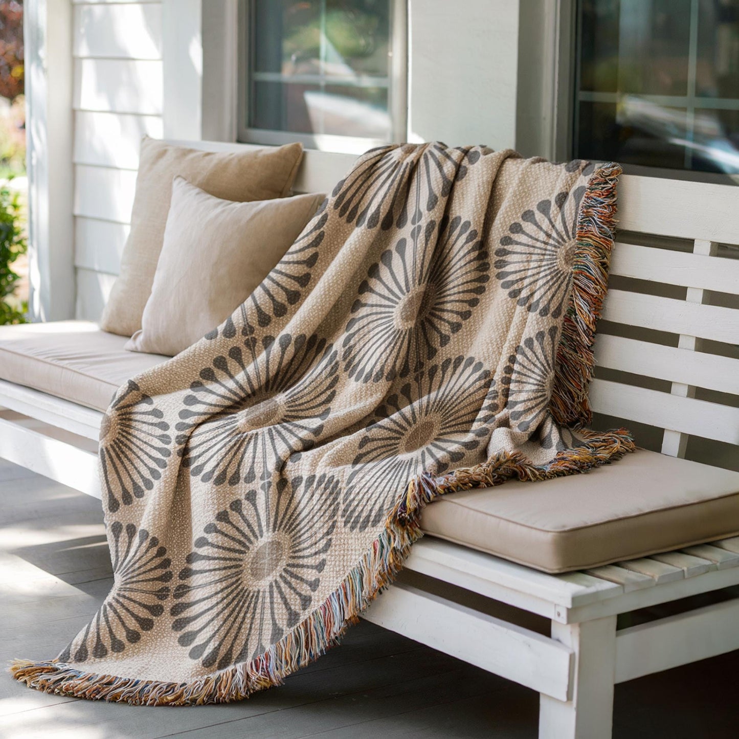 Sunflower Fabric Tapestry - Boho Wall Tapestry With Colorful Fringed Edges
