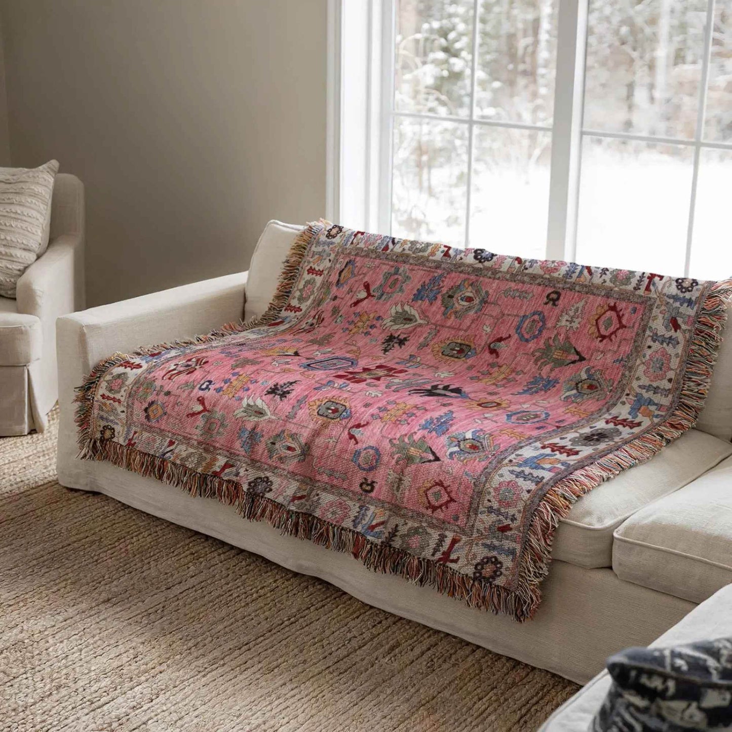 Boho Woven Blanket – Cotton Throw Blanket With Fringed Sofa Cover & Cozy Accent - timelessbohochic.com