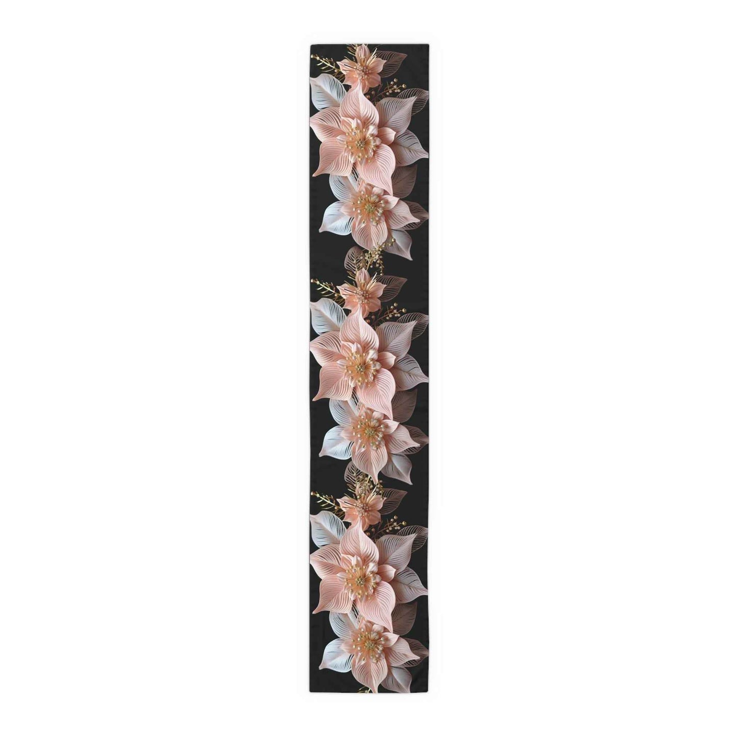 Poinsettia Table Runner | Christmas Table Decor - Soft Fabric Runner & Festive Accent - timelessbohochic.com